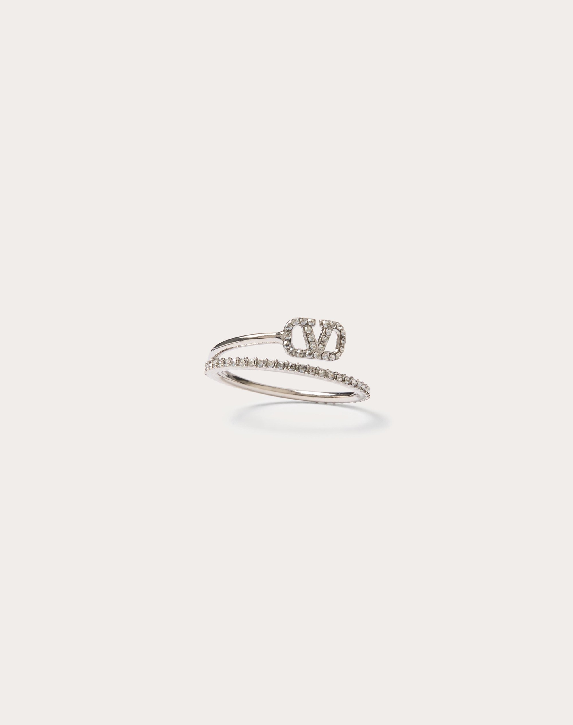 VLOGO SIGNATURE METAL AND SWAROVSKI® CRYSTAL RING - 1