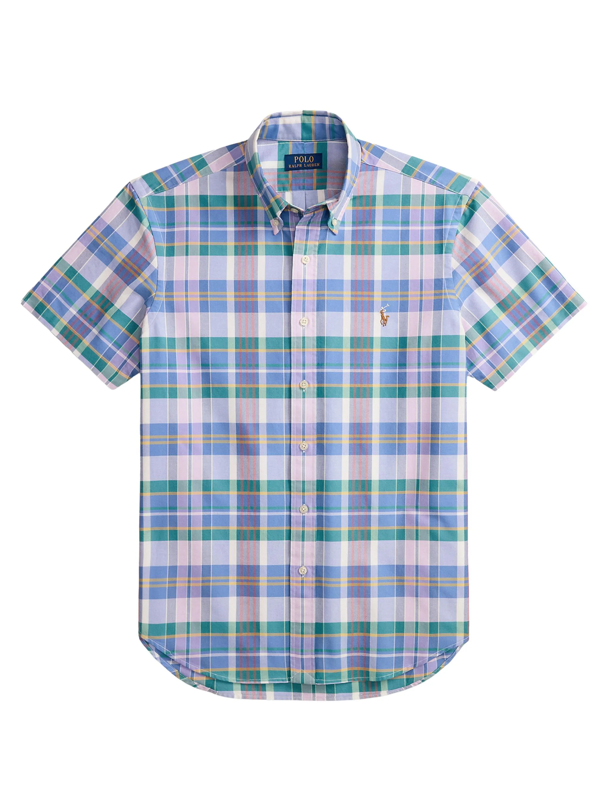 Men's Plaid Stretch-Cotton Oxford Shirt - White Jewel Blue Multi - 1