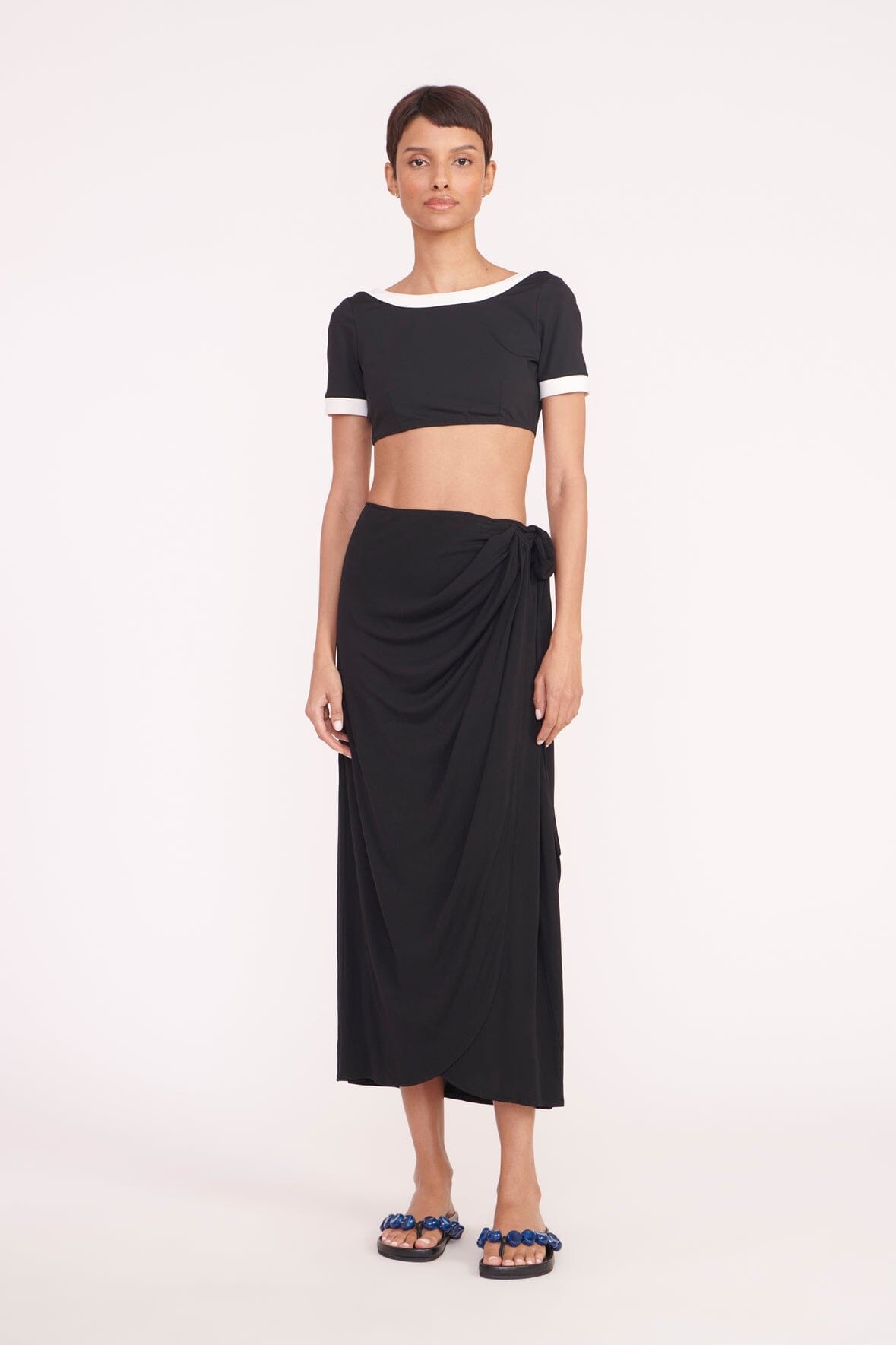 STAUD ANGELICA WRAP SKIRT BLACK - 2