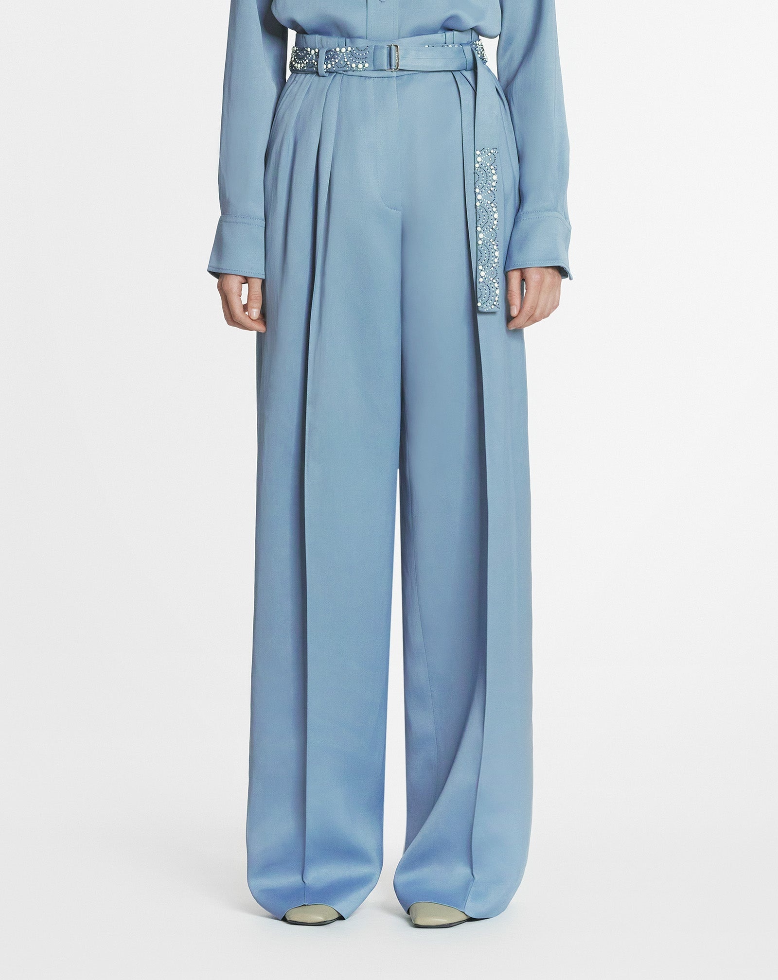 EMBROIDERED WIDE-LEG PANTS - 3
