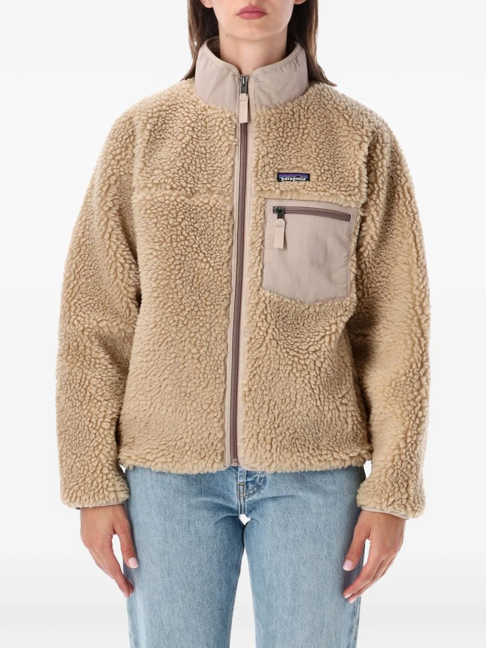 fleece-texture zipped jacket - 1