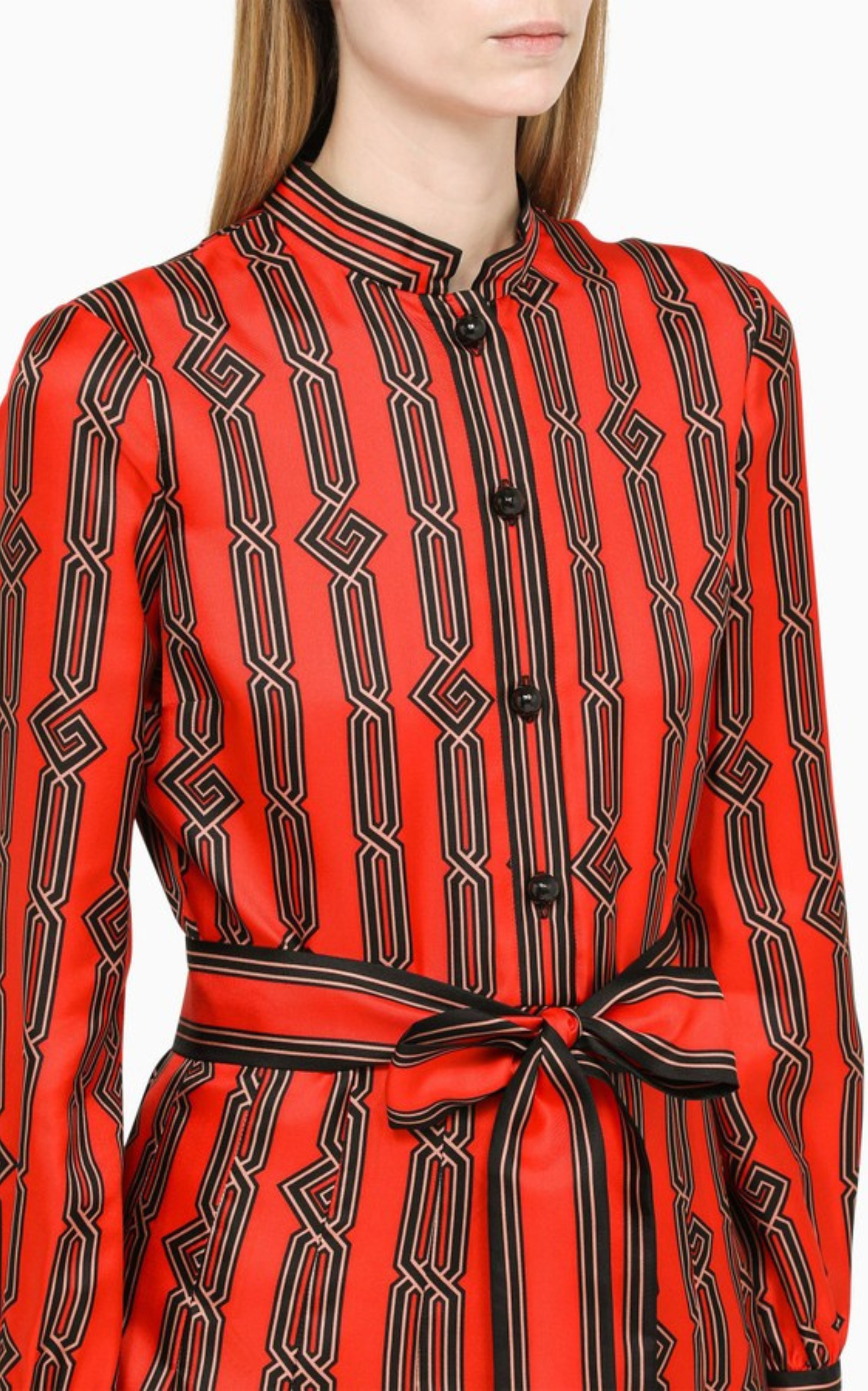 Square G Chain Print Silk Dress - 5