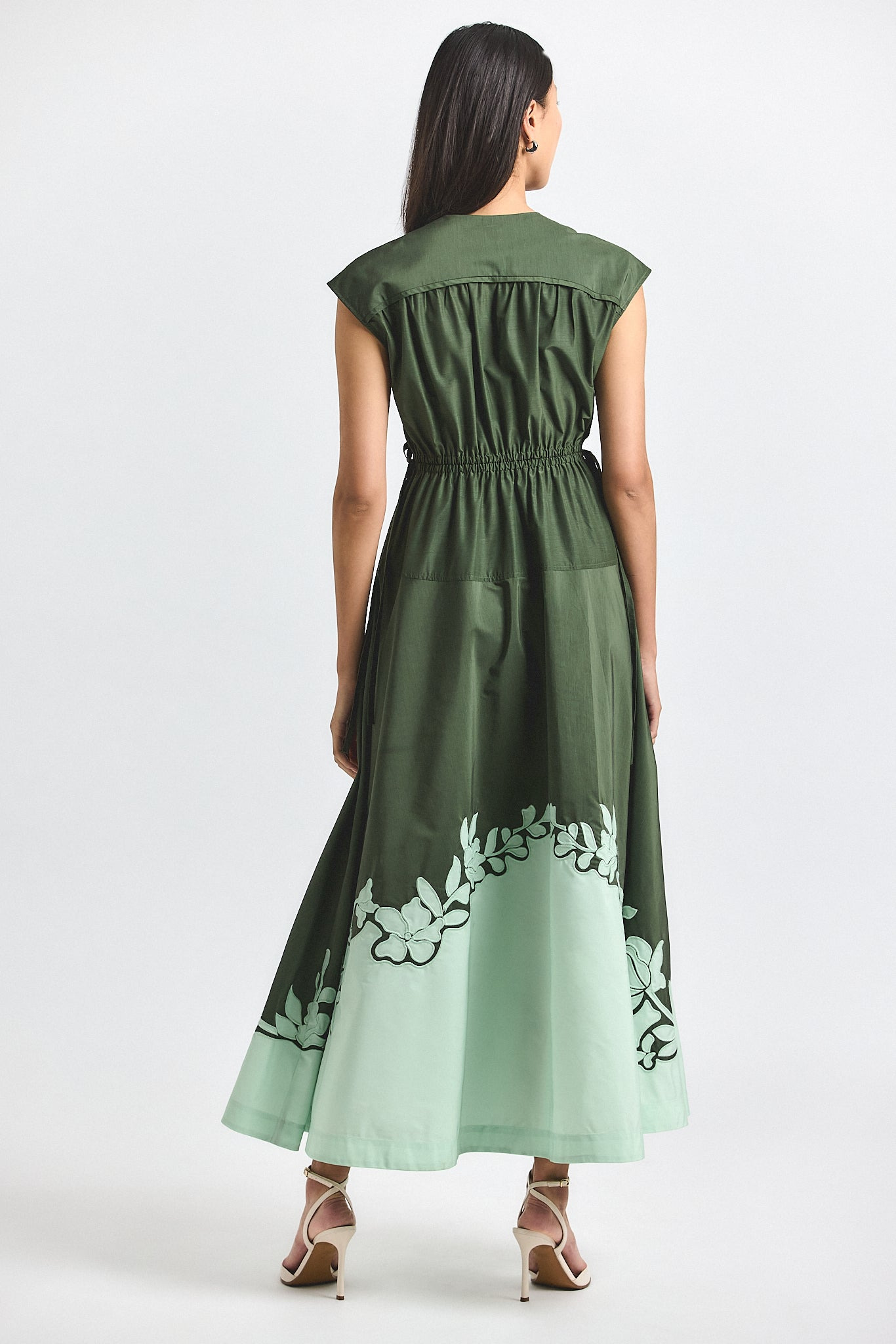 NARA COTTON POLY POPLIN APPLIQUE DRESS - 5