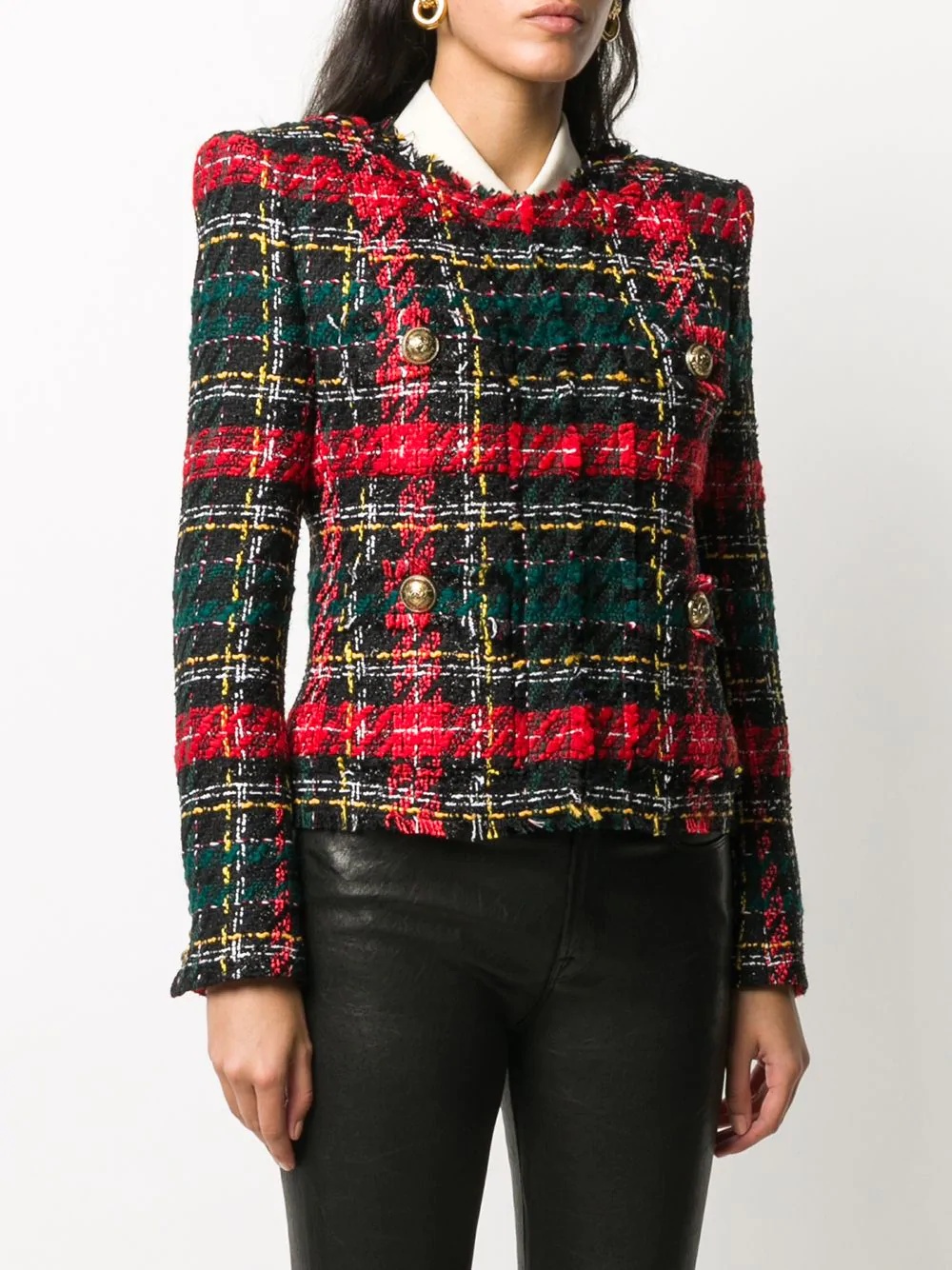 tartan bouclé tweed blazer - 3