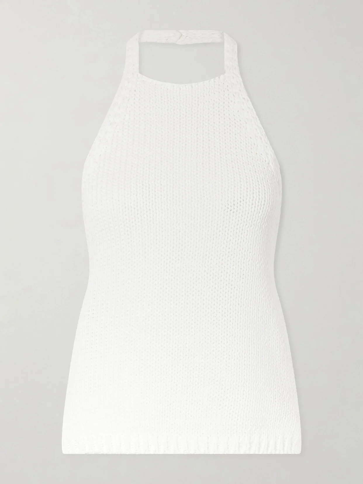 Knitted Cotton Halterneck Top - 1