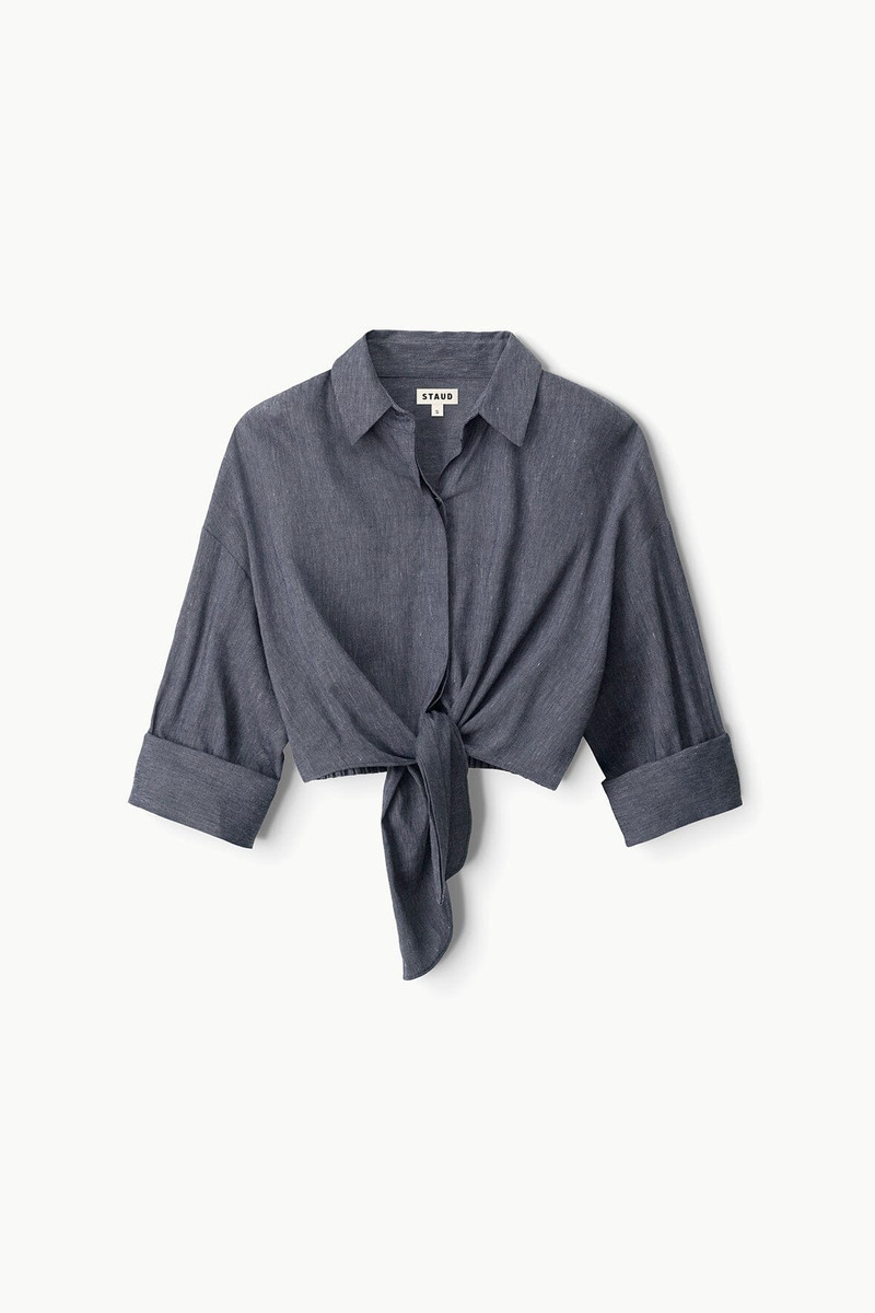 STAUD LISA LINEN TOP CHAMBRAY 1