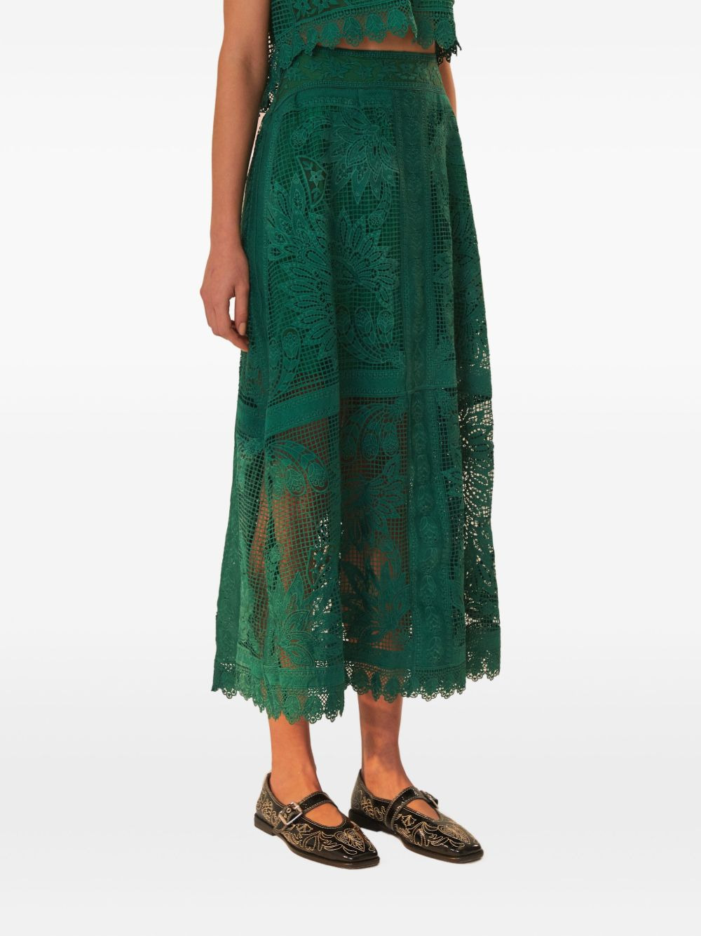 floral-lace midi skirt - 3