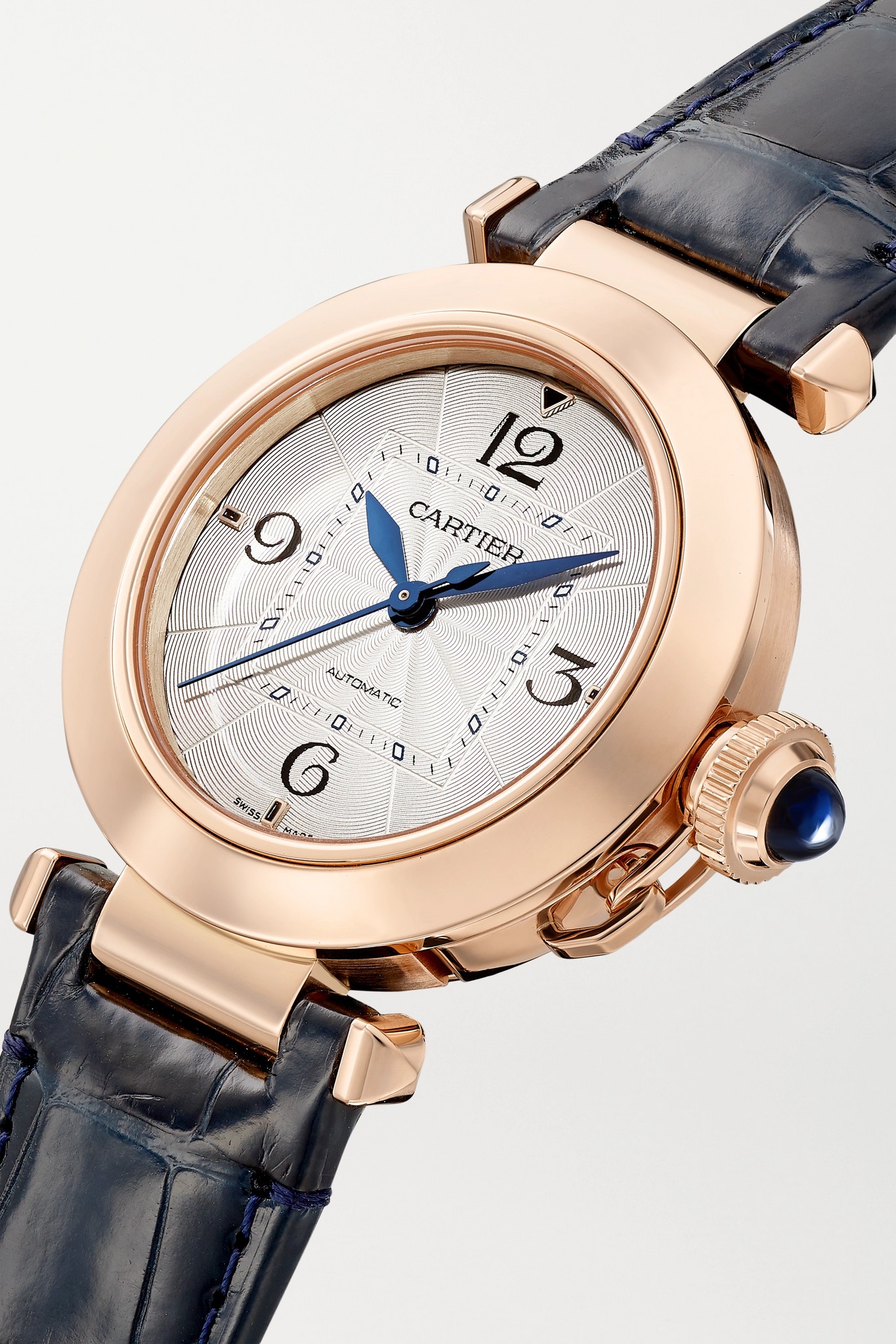 Pasha de Cartier Automatic 35mm 18-karat rose gold and alligator watch - 3