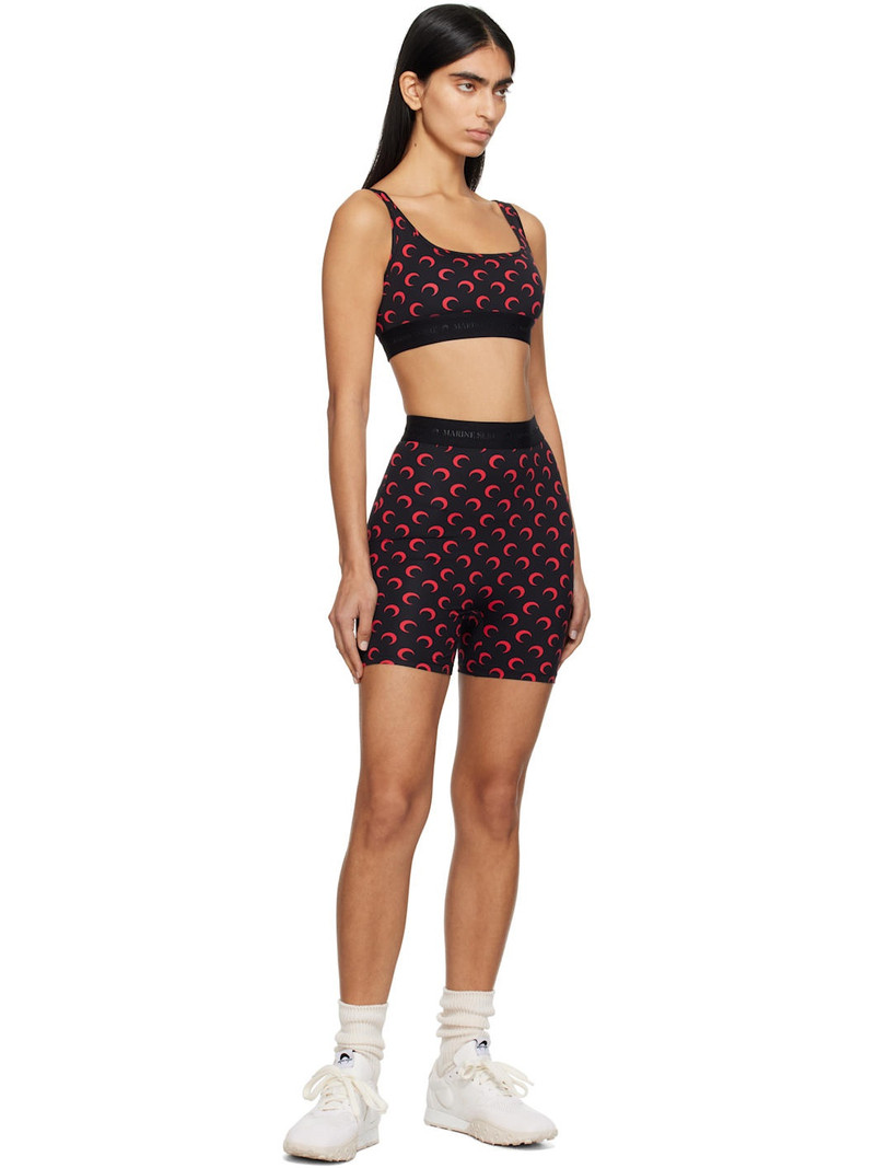 Marine Serre SSENSE Exclusive Black & Red Moon Printed Jersey Sport Bra outlook