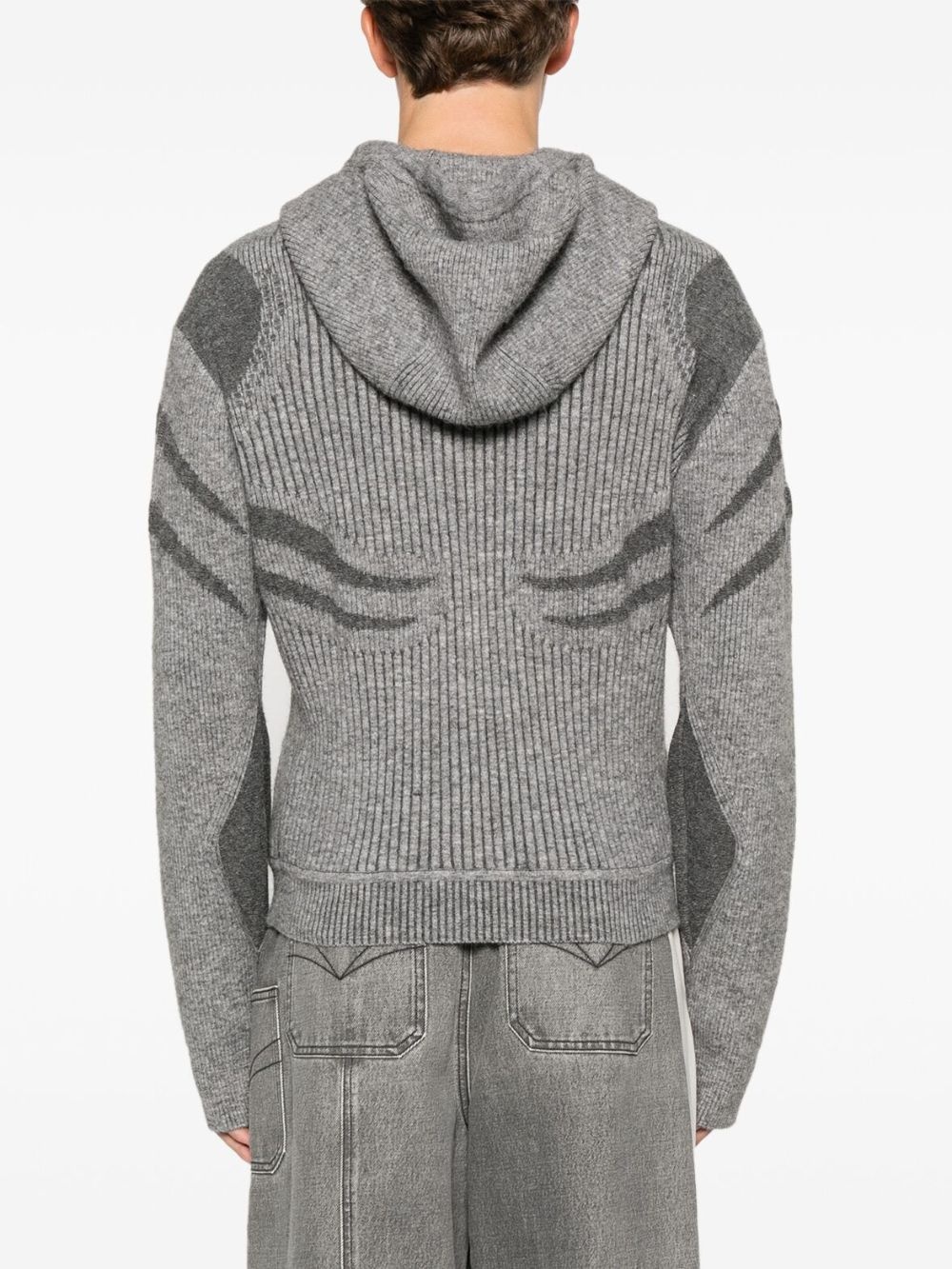 ribbed-knit hoodie - 4