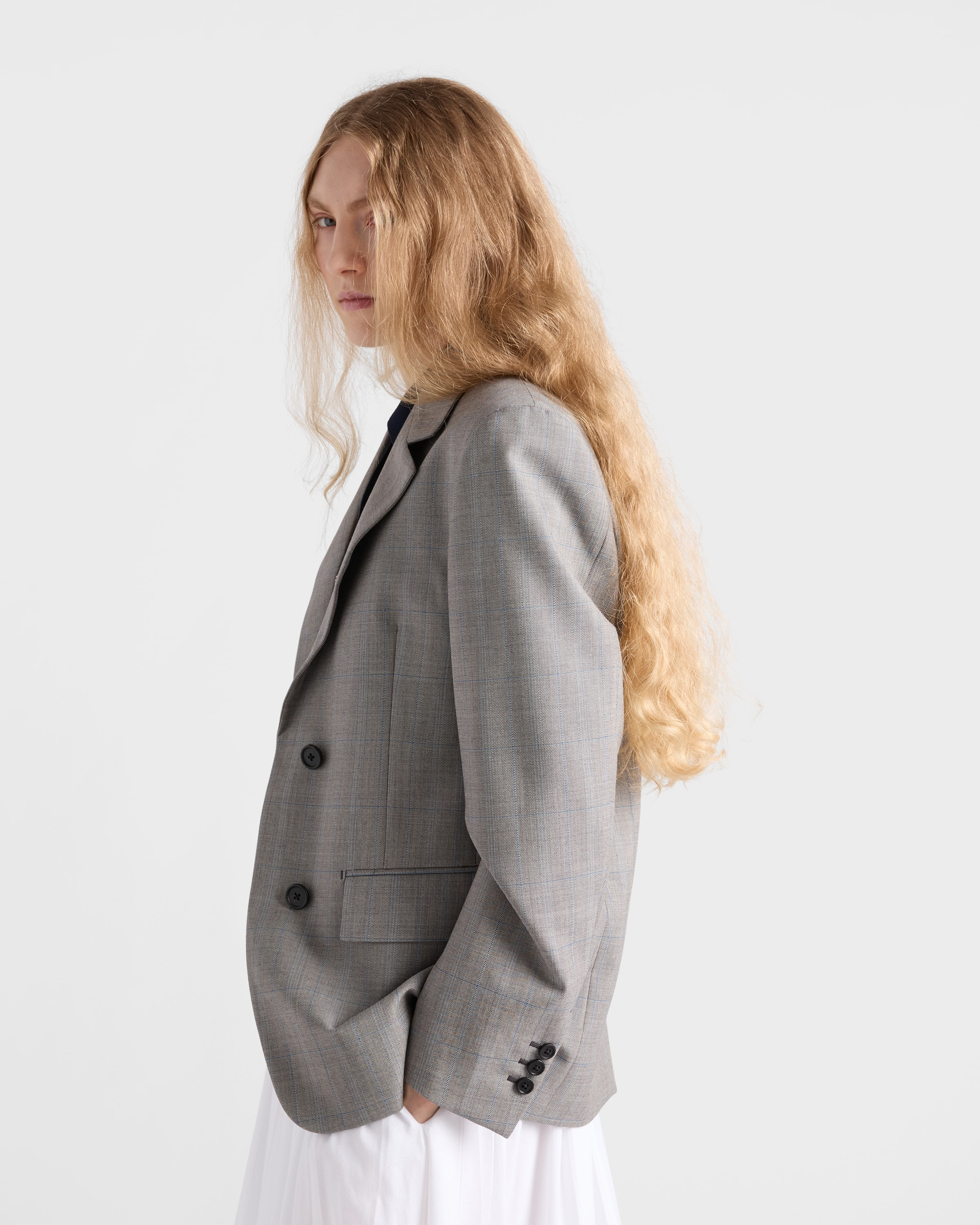 Single-breasted checked grisaille jacket - 4