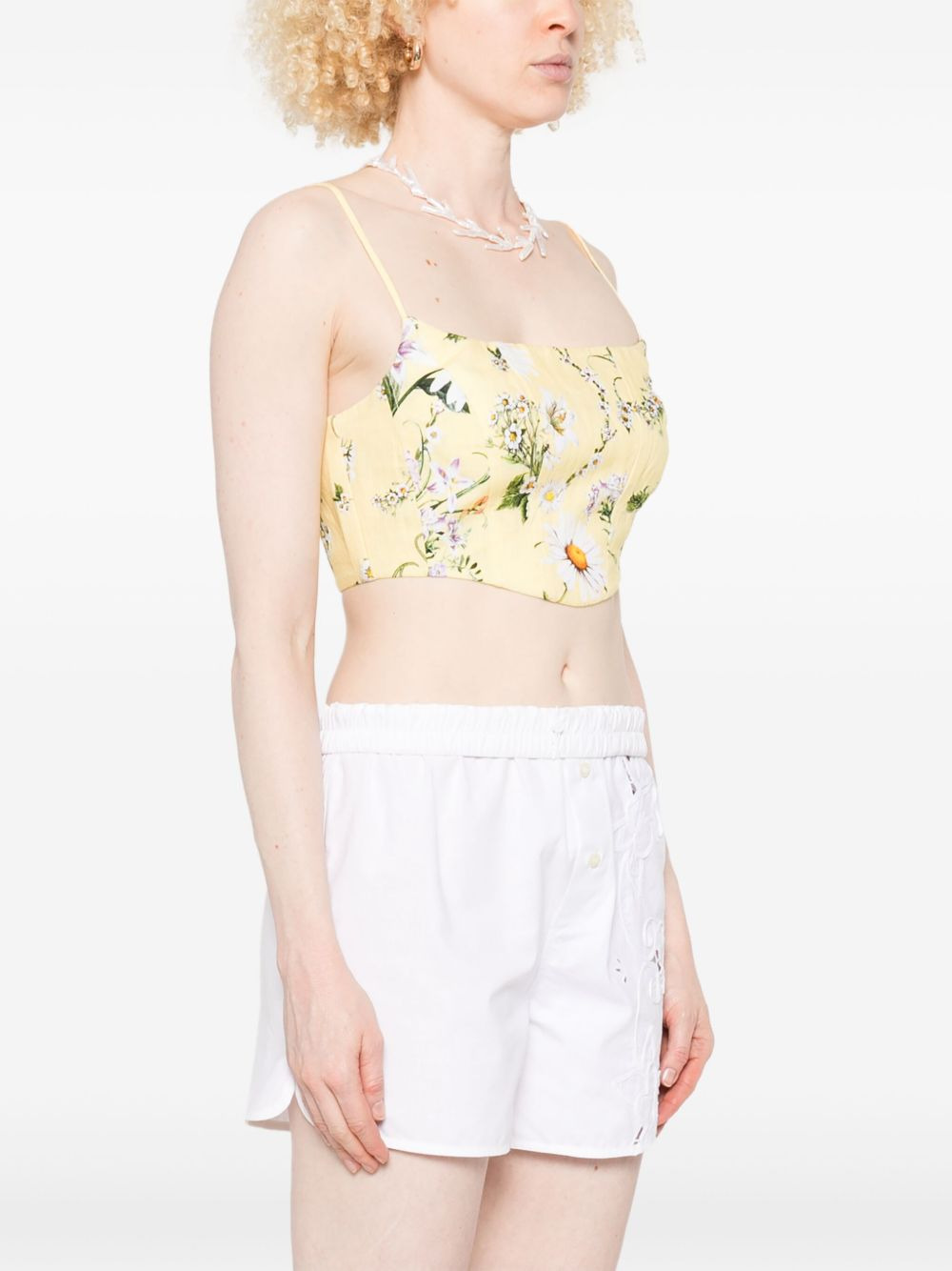 floral-print cropped top - 3