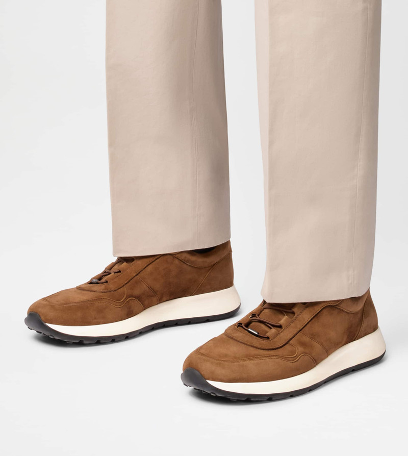 Tod's RED DOT SNEAKERS IN PASHMY SUEDE - BROWN outlook