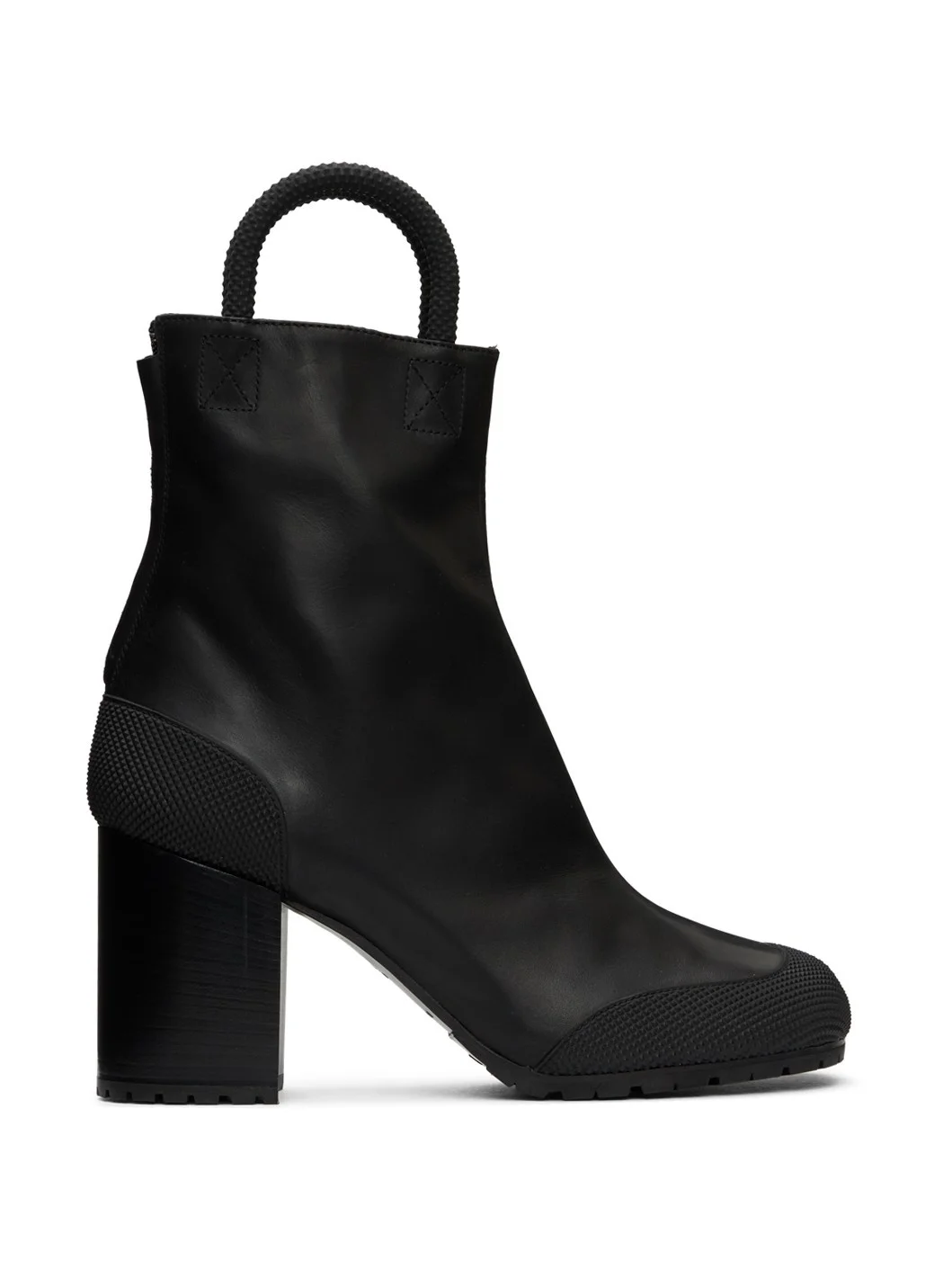 Black Leather Worker Boots - 1
