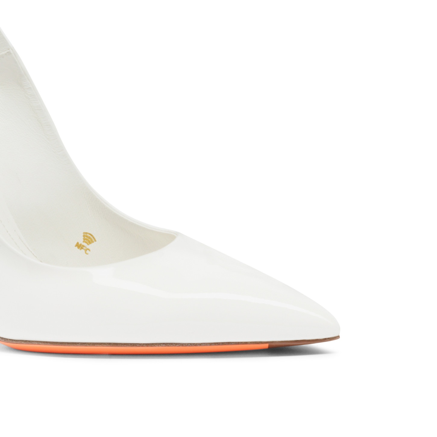 Women's white patent leather high-heel slingback - 6