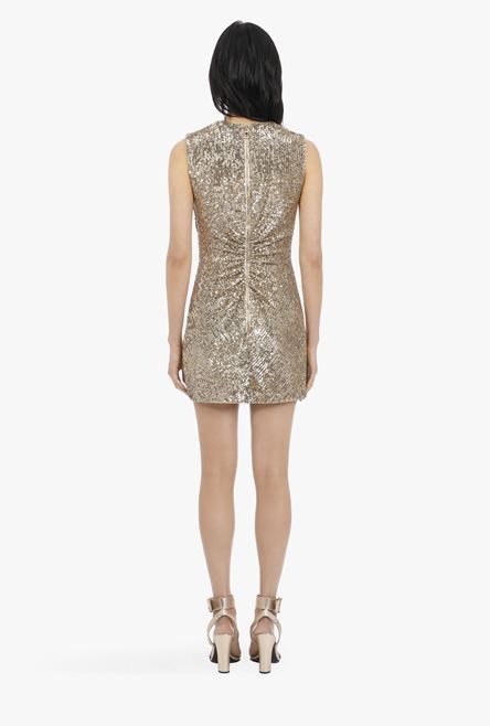 Short pleated dress with golden sequins - 3