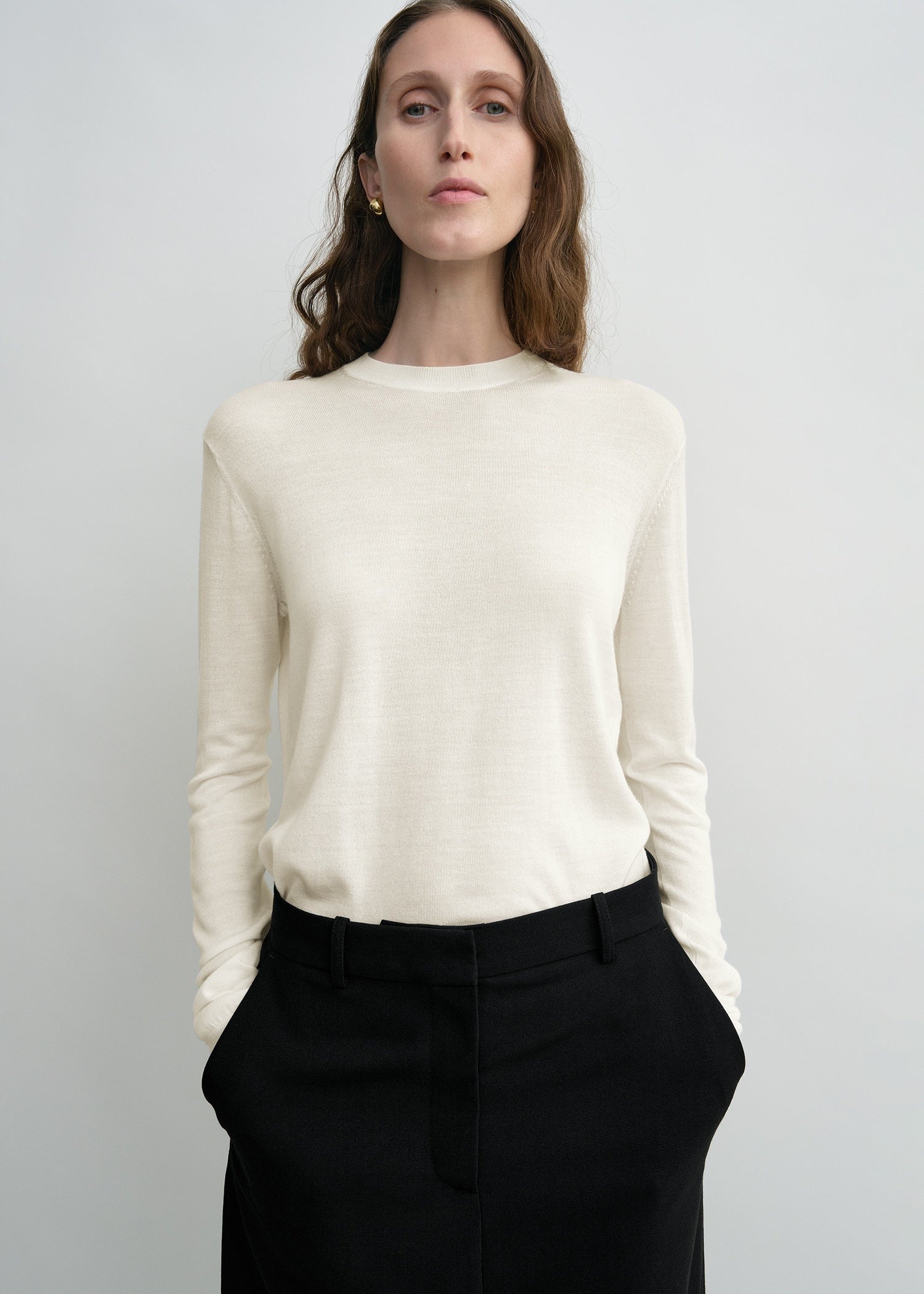 Fine crew knit ecru - 5