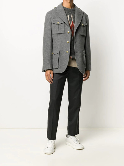 Brunello Cucinelli crew-neck argyle sweater  outlook