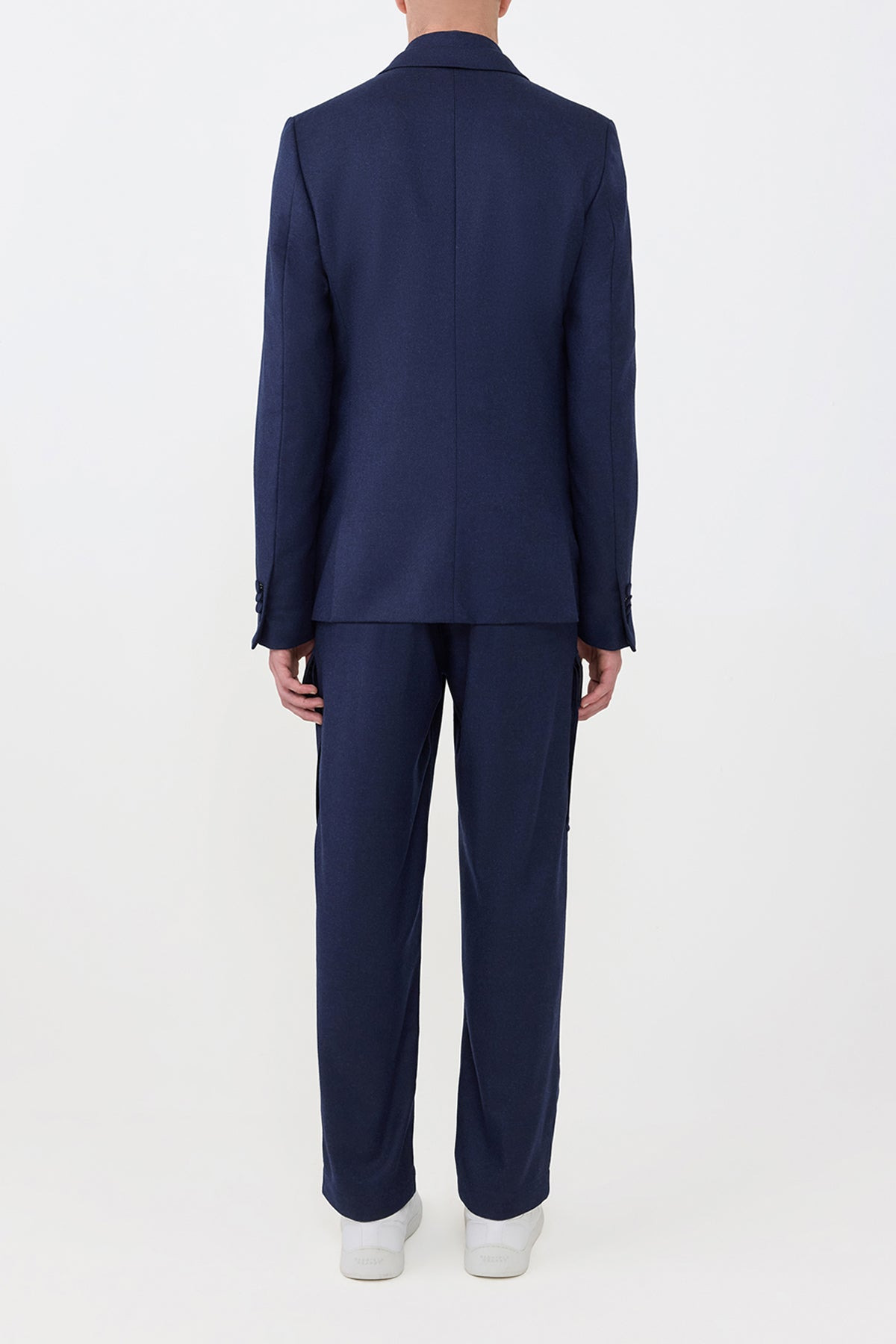 Irving Jacket in Navy Virgin Wool Cashmere - 4
