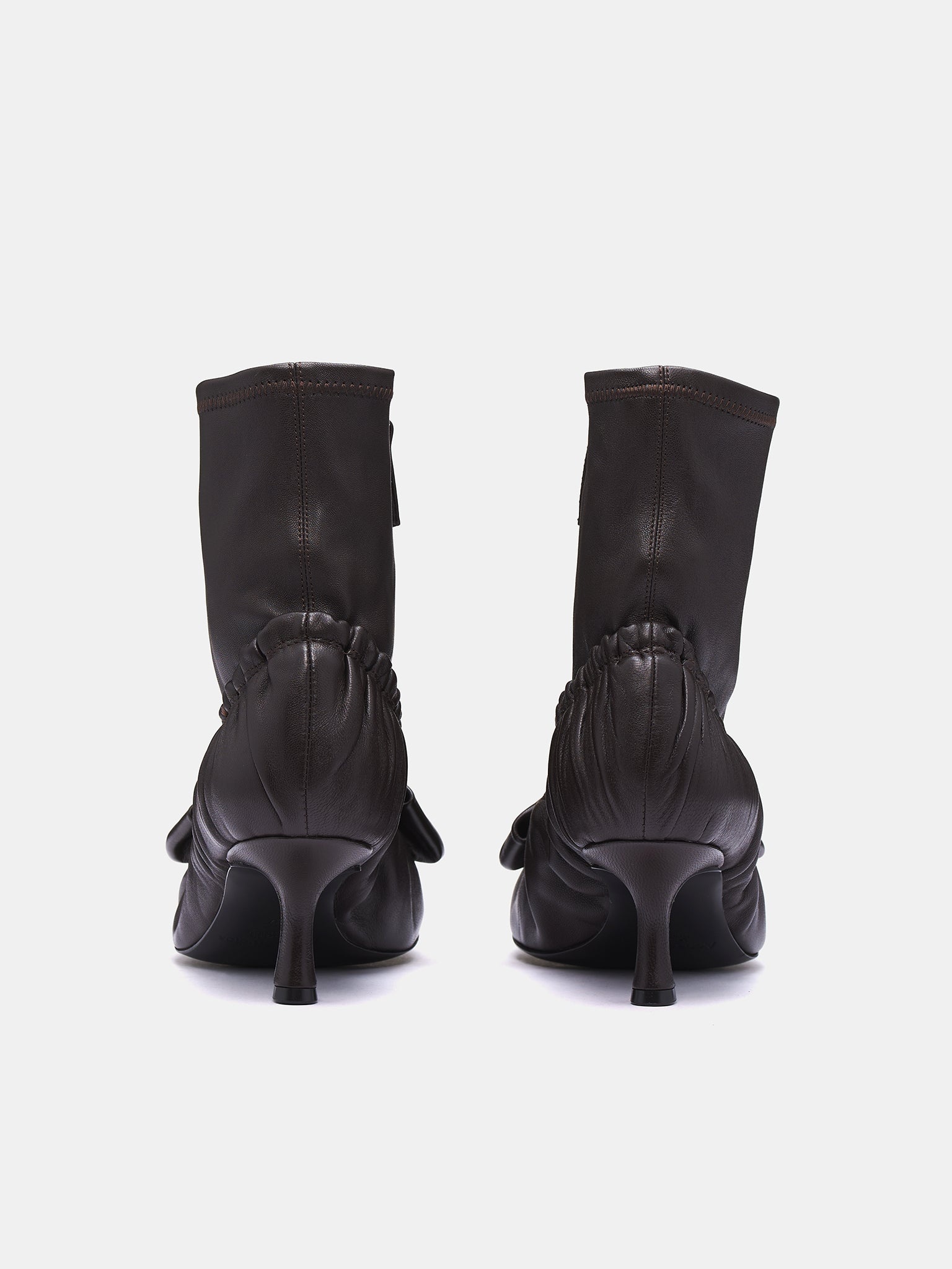Leather Bow Ankle Boots - 4