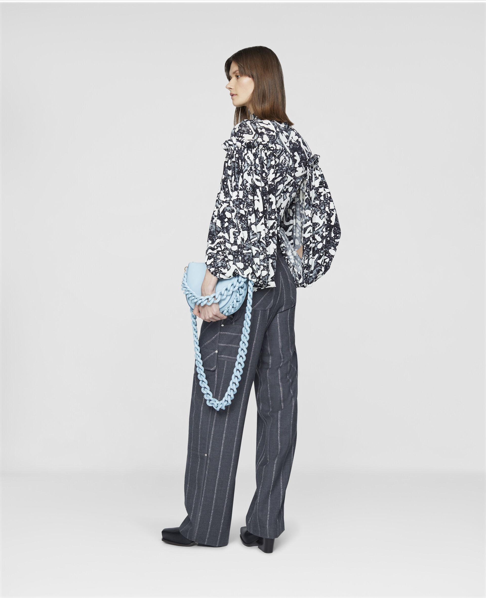 Pinstripe Wool Straight Trousers - 3