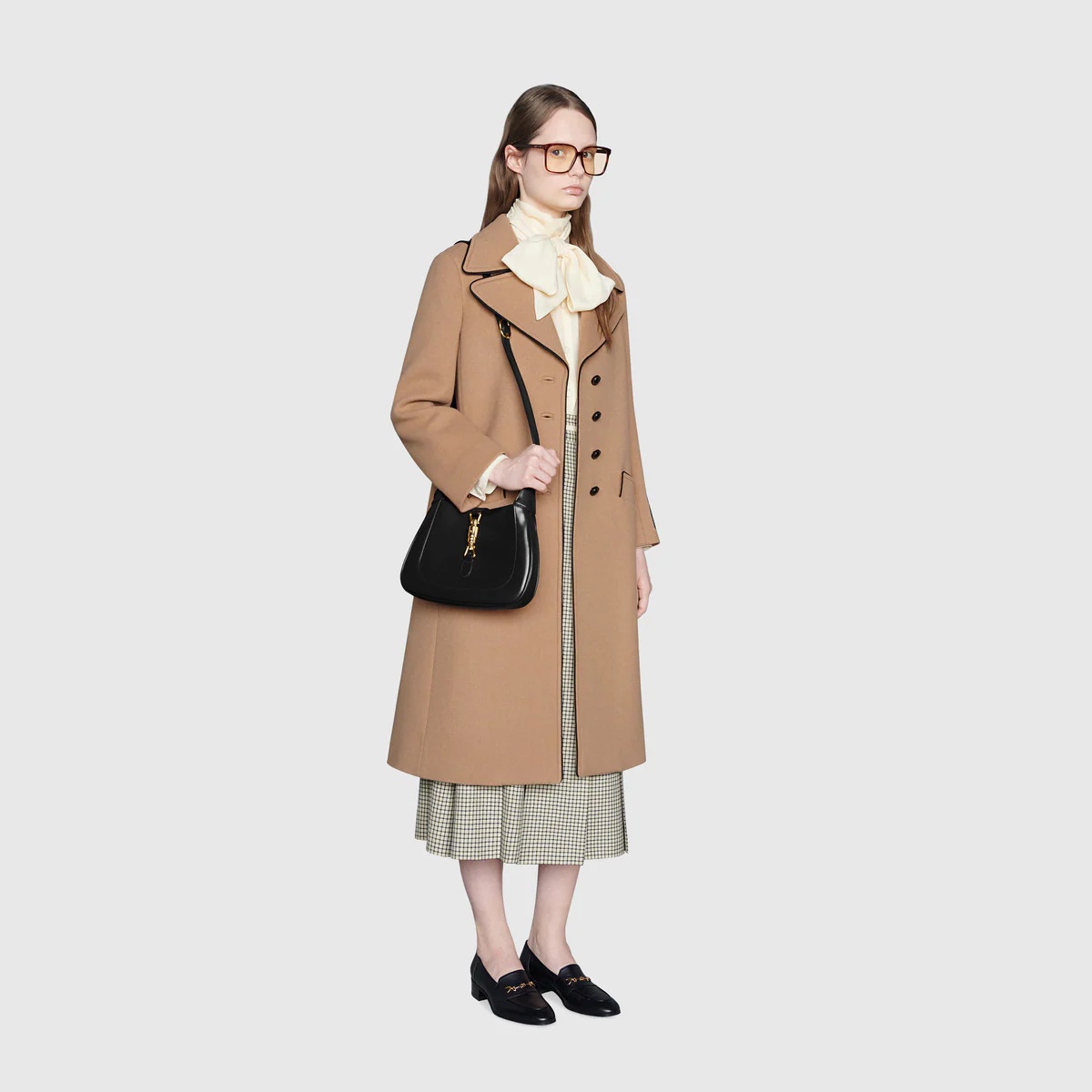 Wool coat with Gucci label - 2