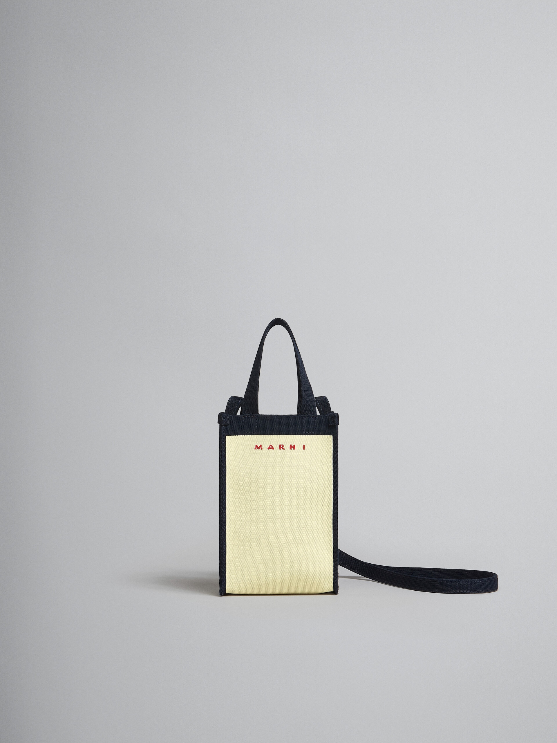 ECRU AND BLUE JACQUARD MINI SHOULDER BAG - 1