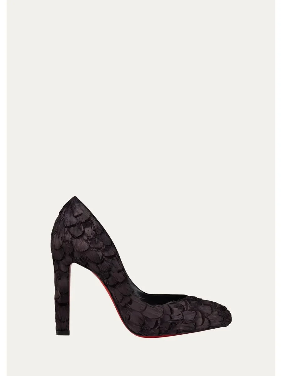 100mm Fanny Silk Feather Pumps - 1