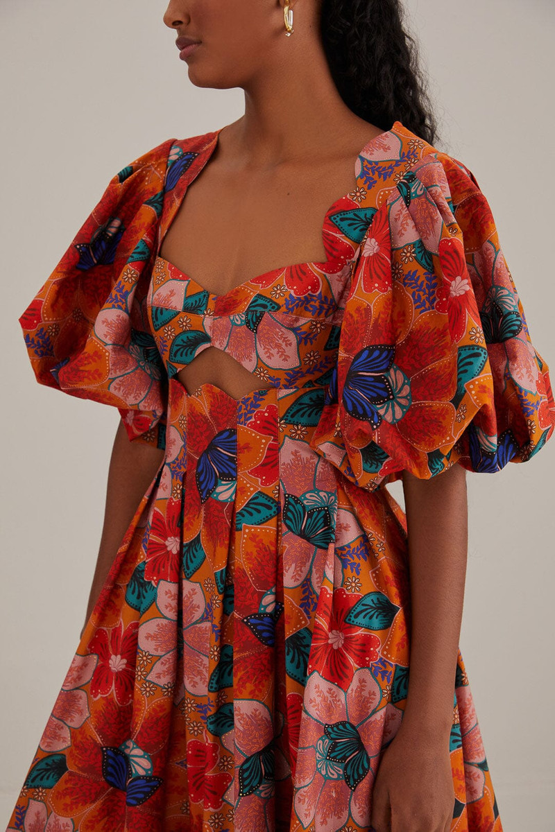 Orange Marias Floral Cut-Out Midi Dress 5