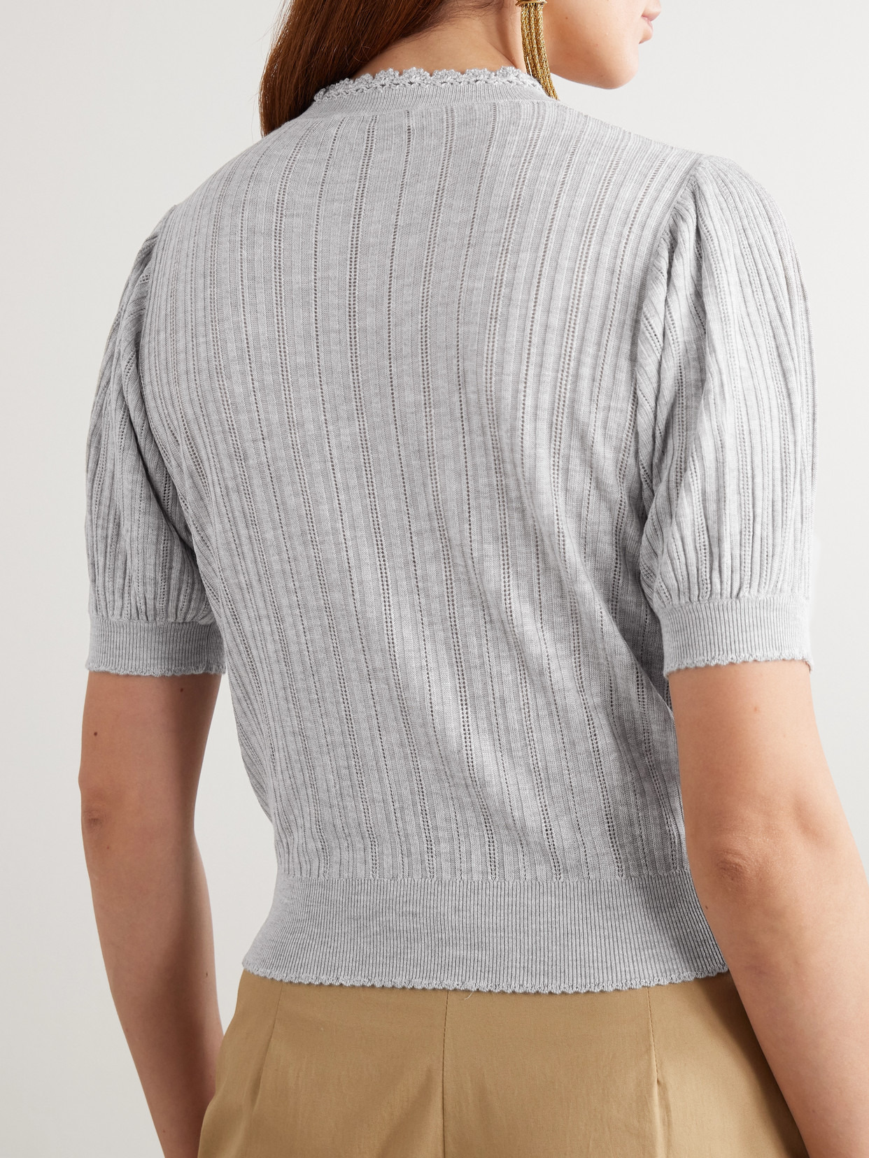 Gemma Crochet-trimmed Pointelle-knit Sweater - 3
