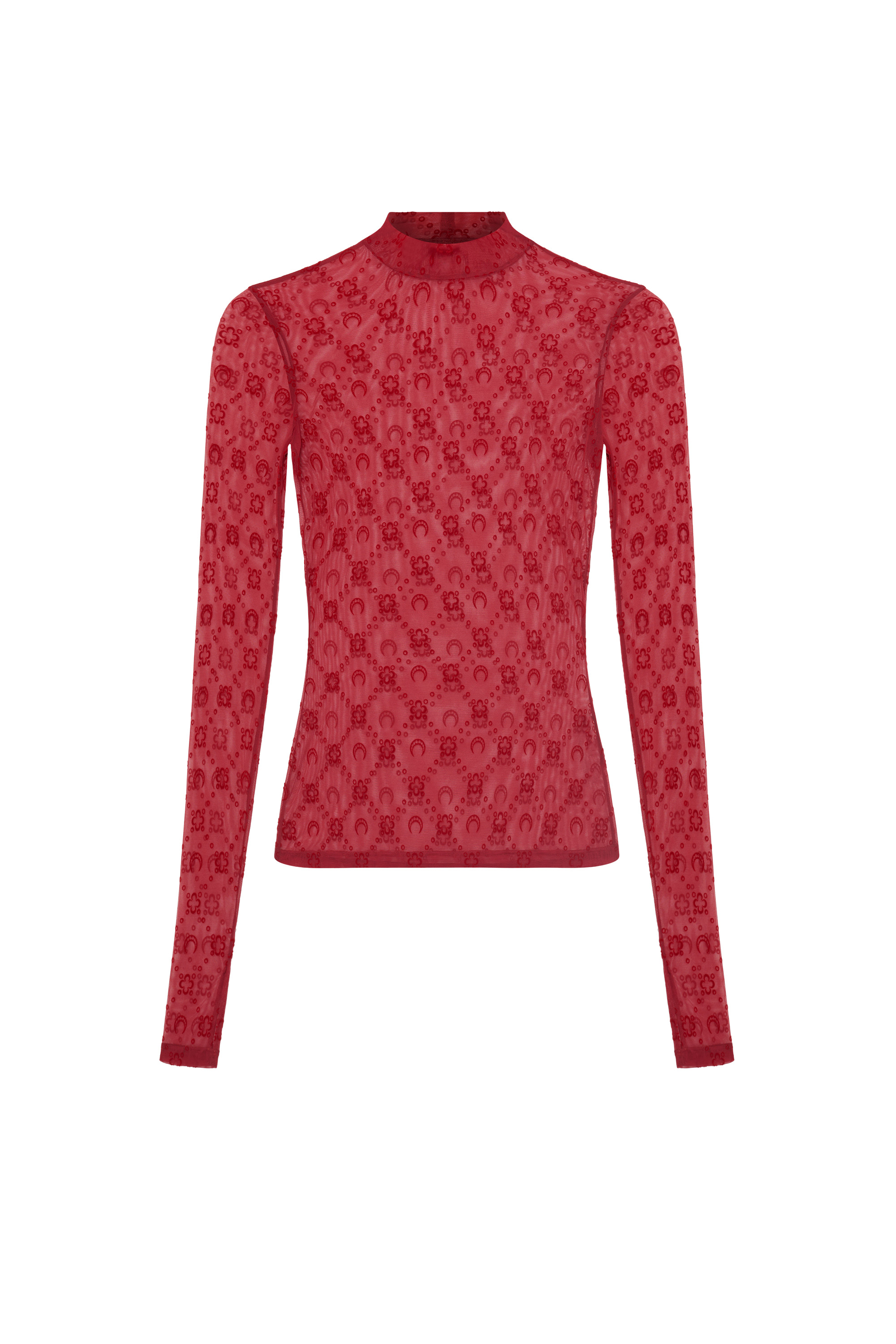 Moonogram Mesh Flock Ls Highneck Top - 1