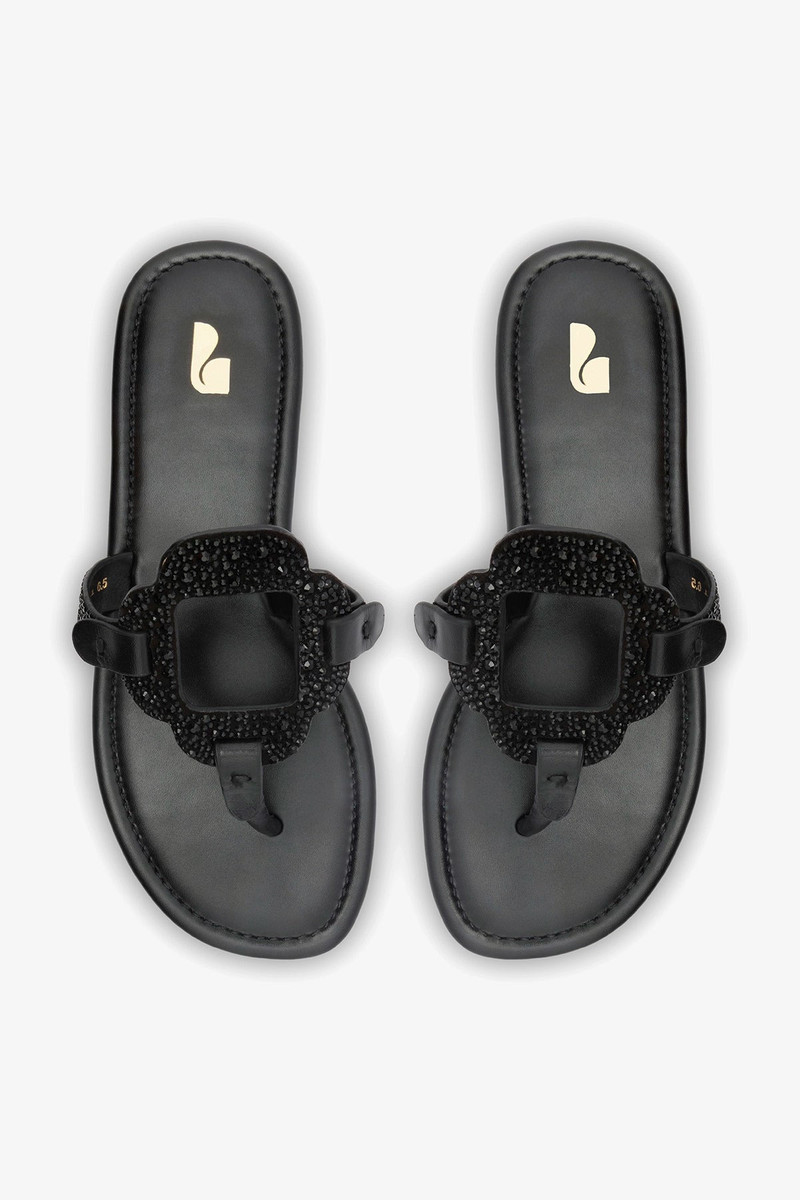 Margherita Crystal Thong Sandal Black Suede 6