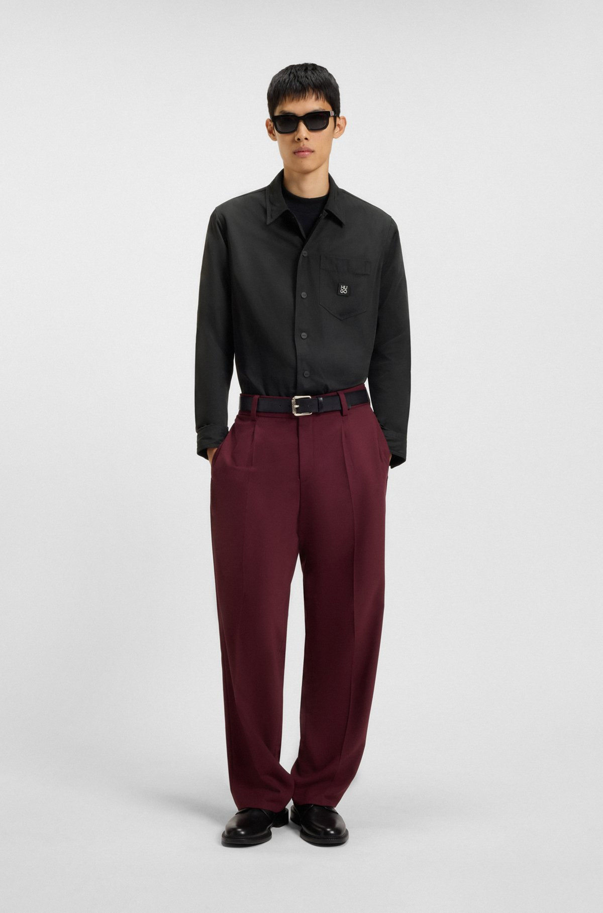 OVERSIZE-FIT SHIRT WITH STACKED-LOGO BADGE - 4