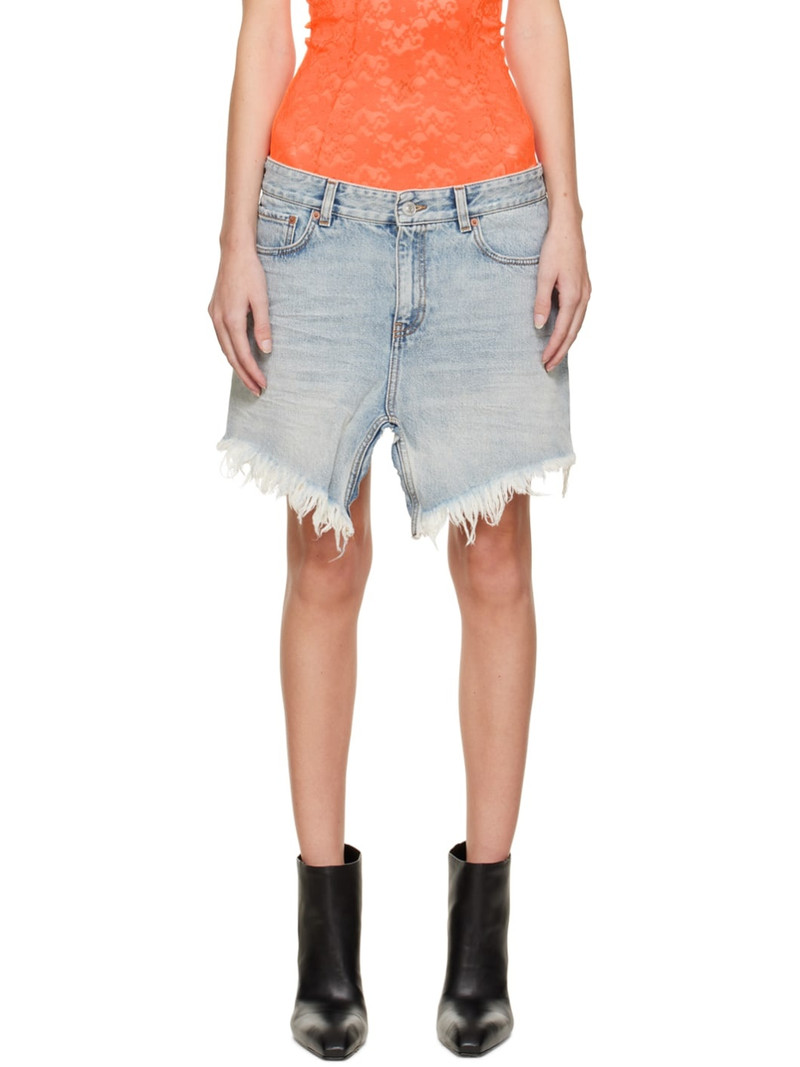 frayed-hem denim mini skirt - 1