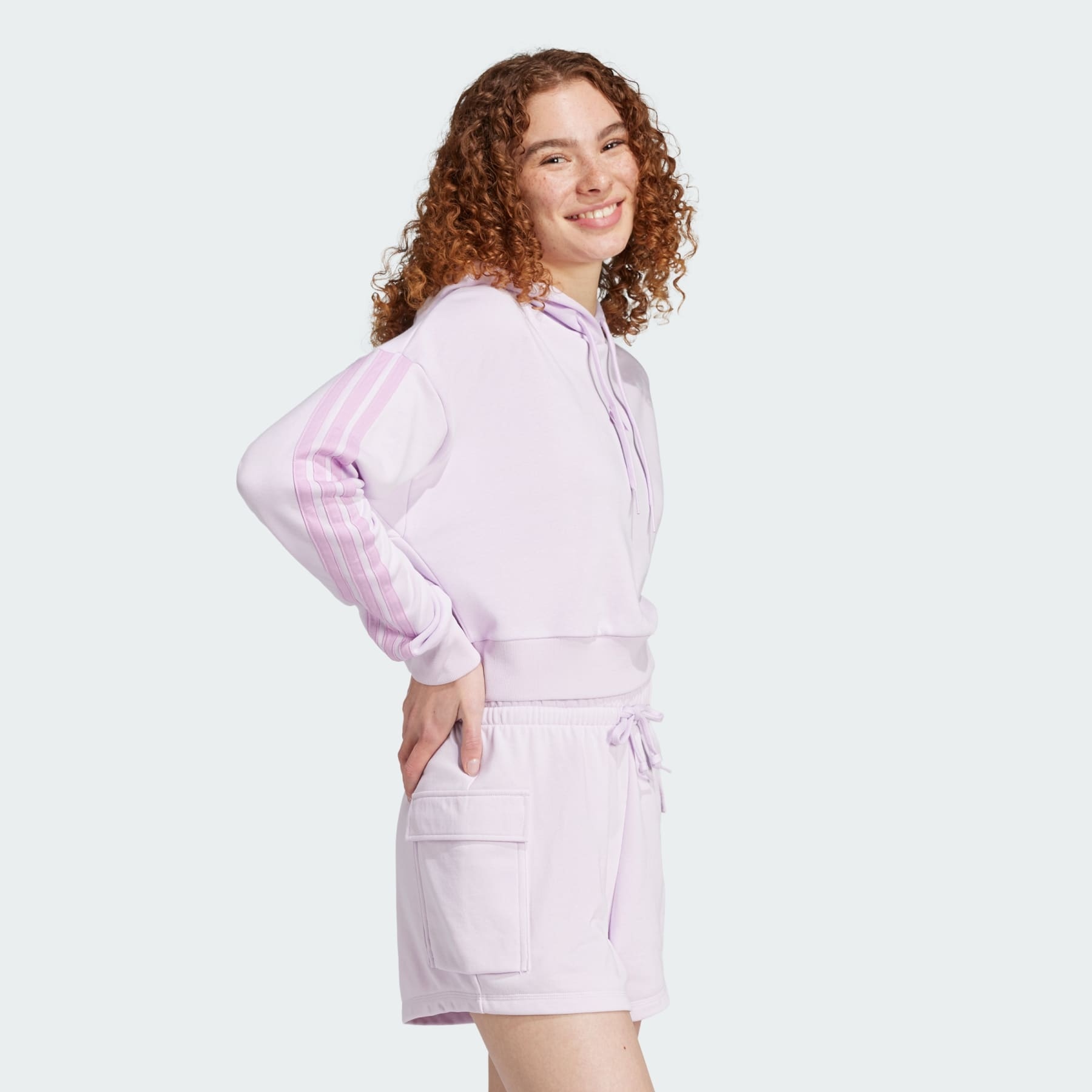 Essentials 3-Stripes French Terry Crop Hoodie - 4