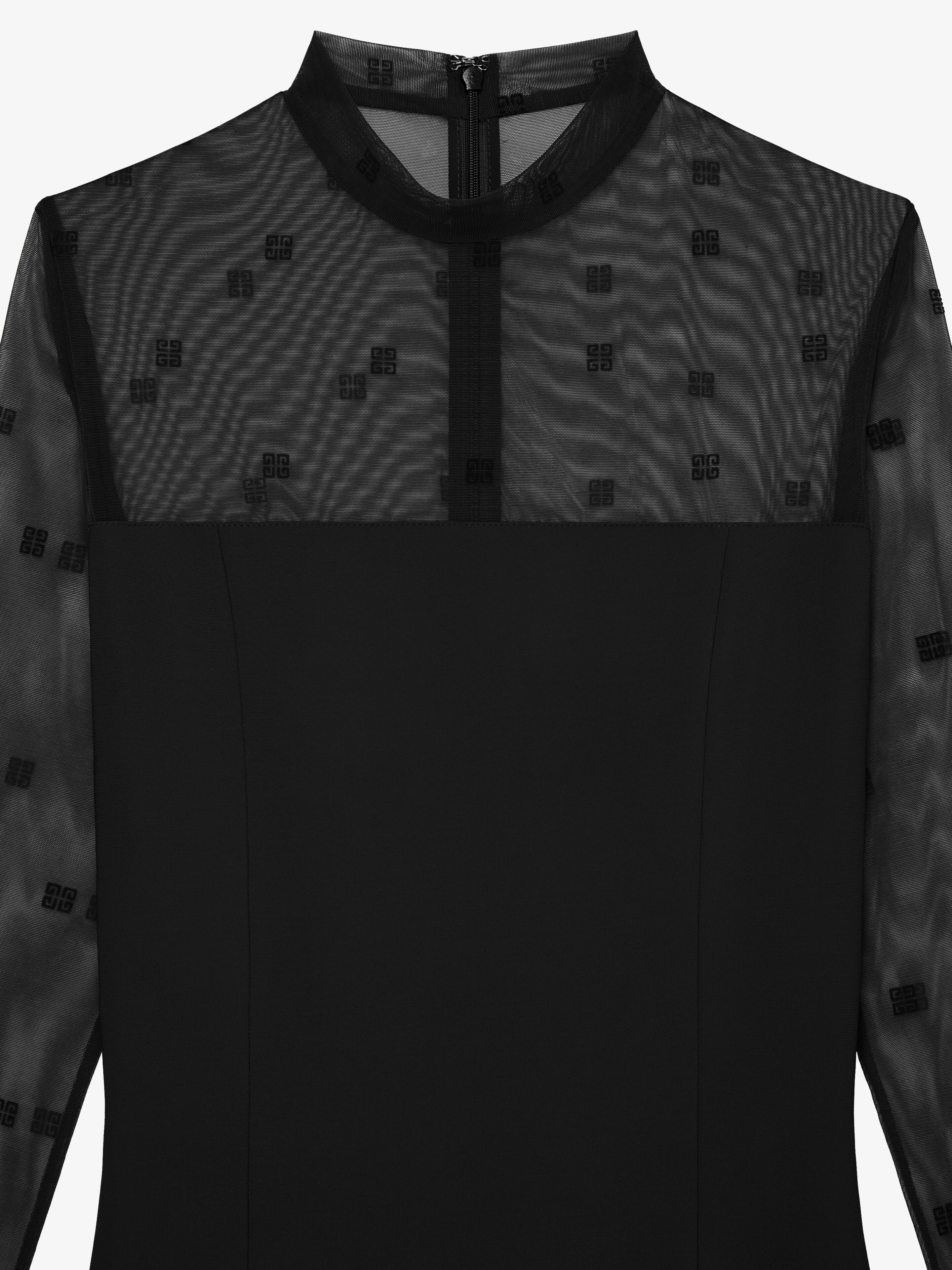 MOCK NECK DRESS IN BI-MATERIAL 4G PATTERN - 5
