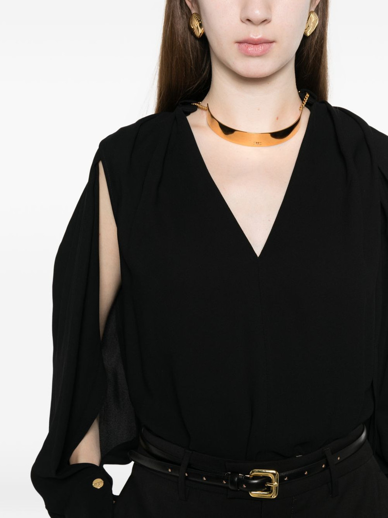 choker V-neck blouse 5