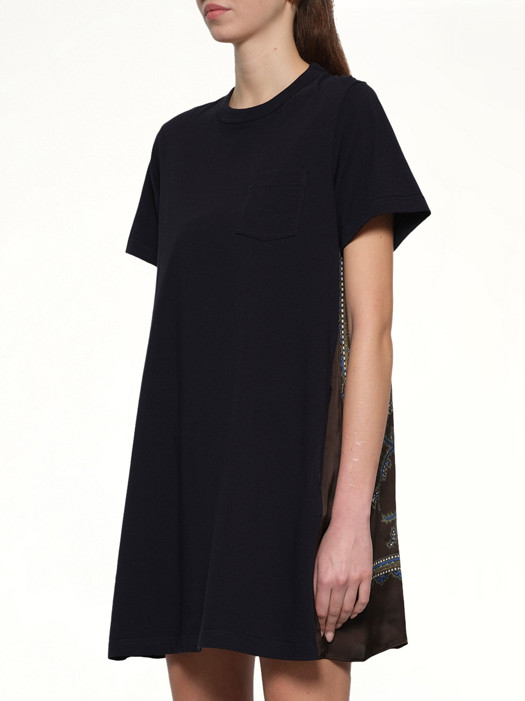 Paisley Print x Cotton Jersey Dress in Navy/Khaki - 3