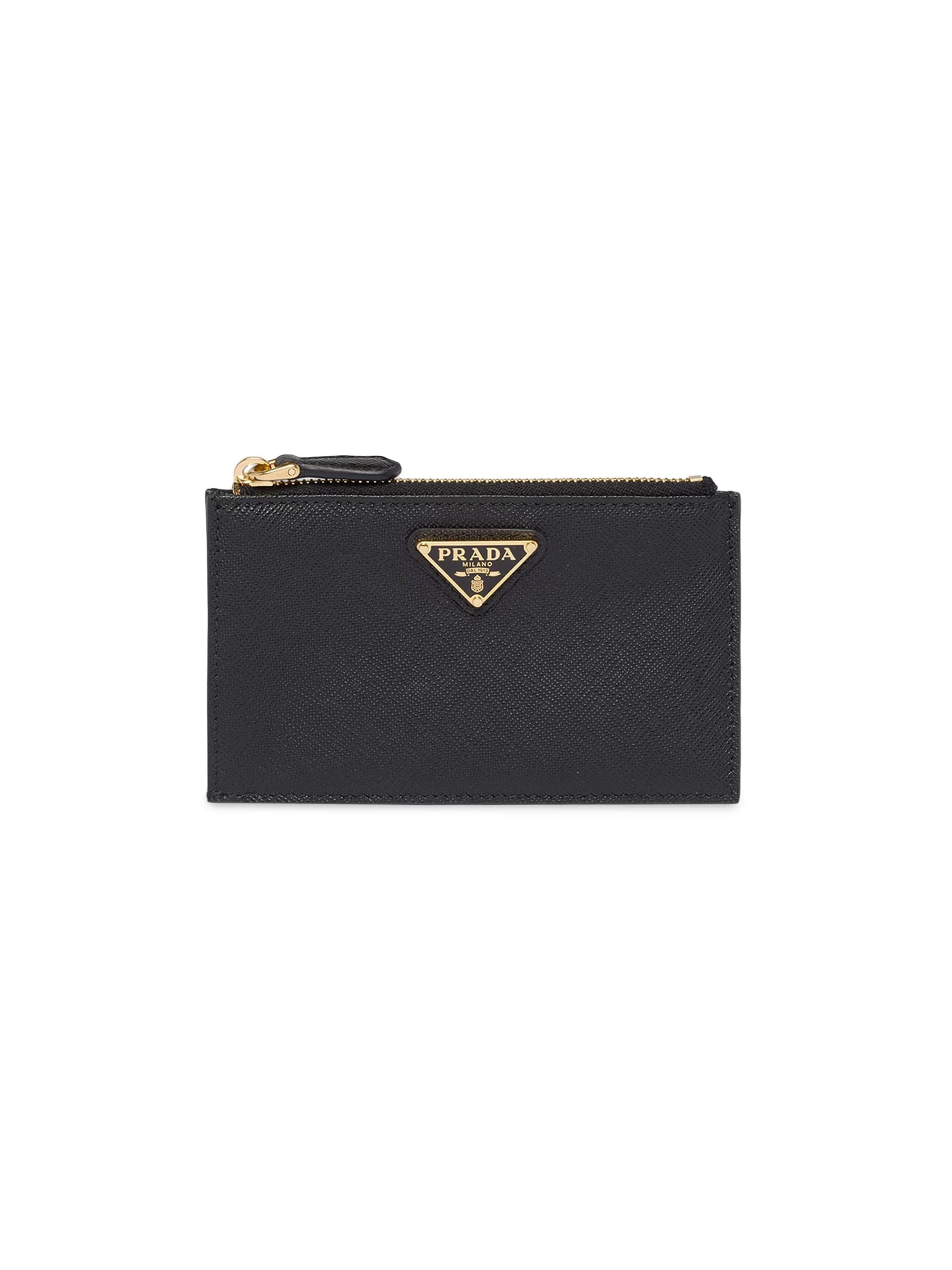 Women's Saffiano Leather Card Holder - Black Gold - 1