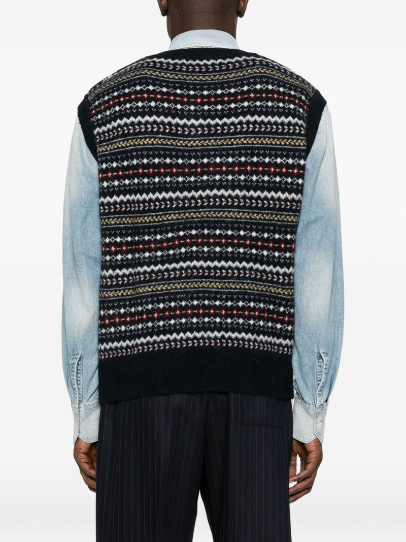 fairisle-pattern v-neck sweater 4