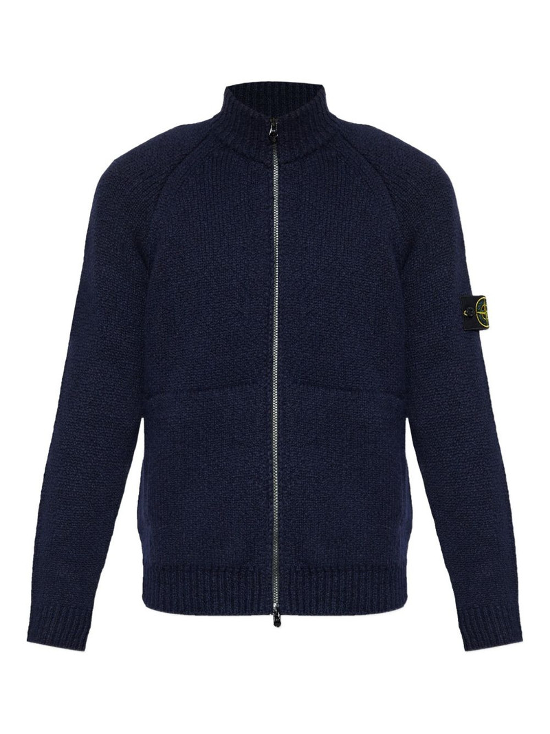 zip-front patch-pocket wool sweater 1