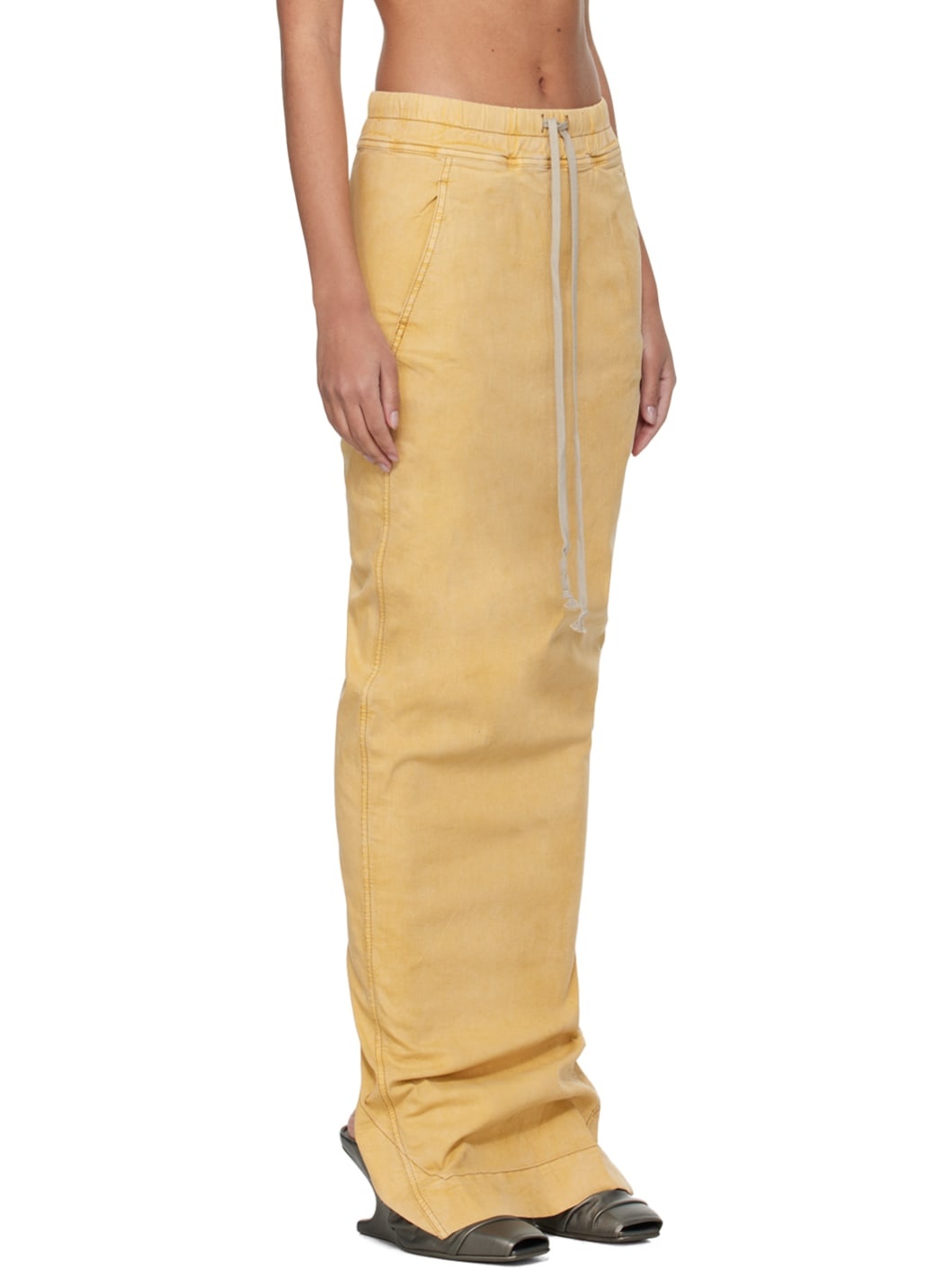 Yellow Pull On Pillar Denim Maxi Skirt - 2