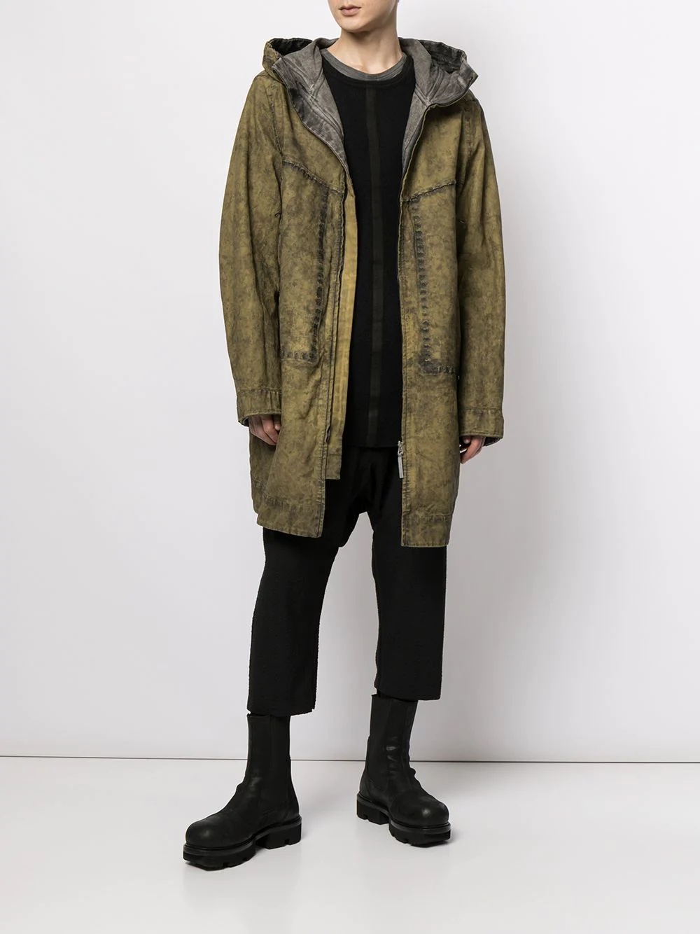 acid-wash hooded parka - 6