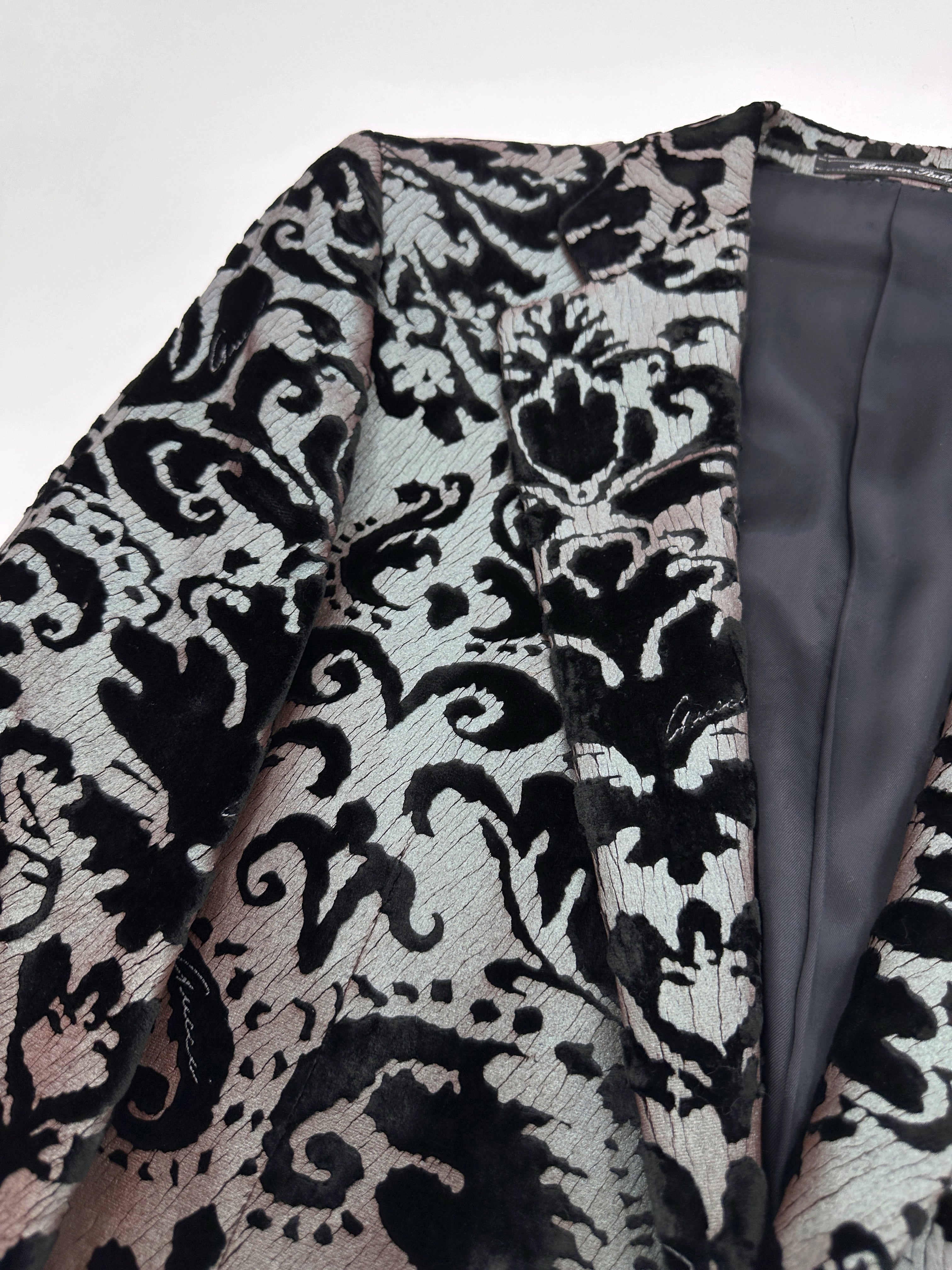 STATEMENT Gucci Spring 2000 Tom Ford Runway Men’s Damask Iridescent Floral Velvet Tuxedo Blazer Jack - 7