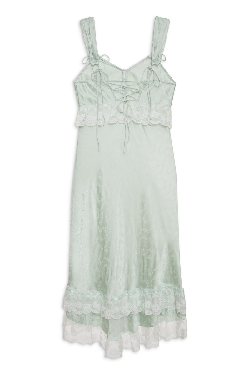 For Love & Lemons Mint Twist Jacquard Midi Slip Dress outlook