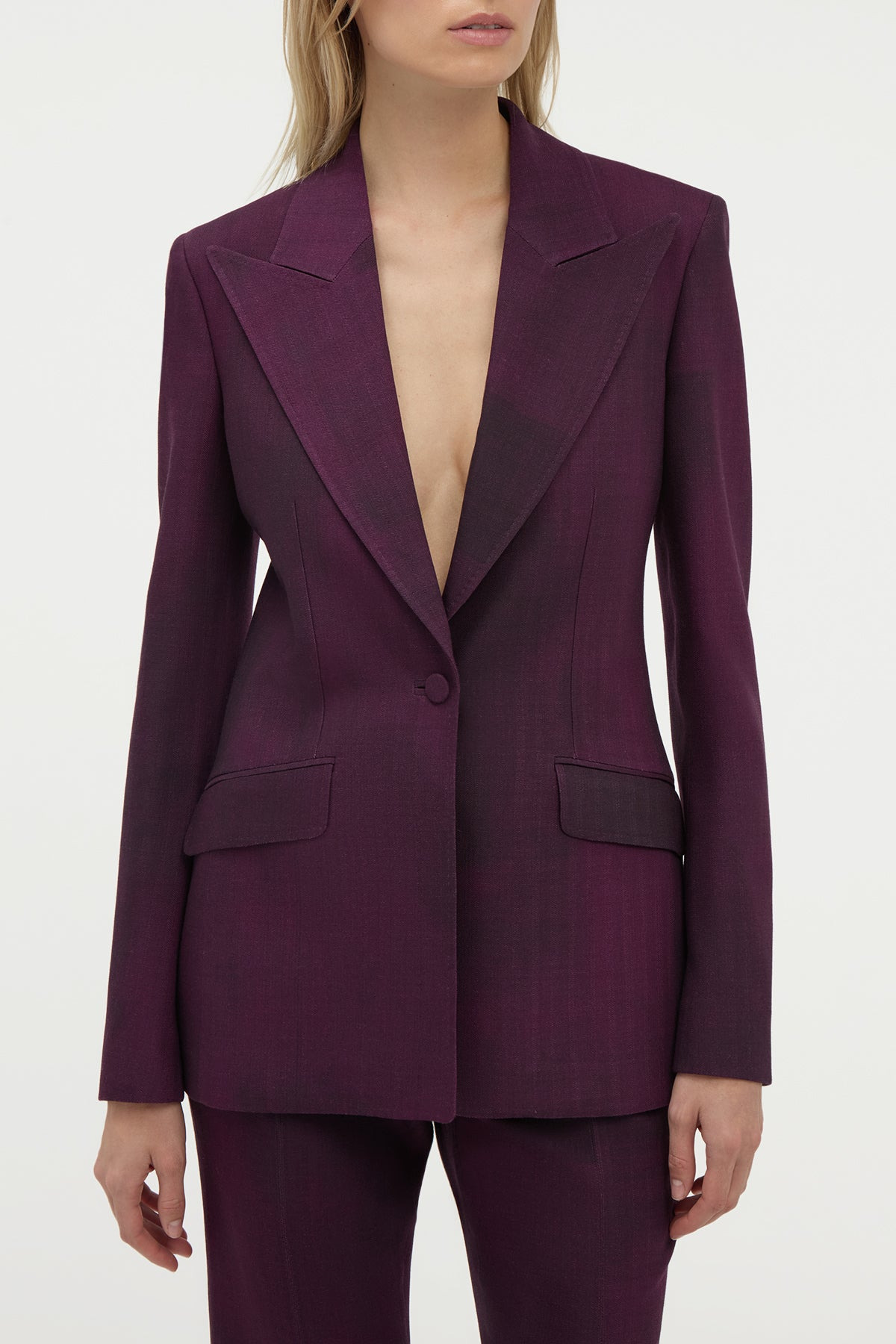 Leiva Blazer in Bordeaux Virgin Wool - 2