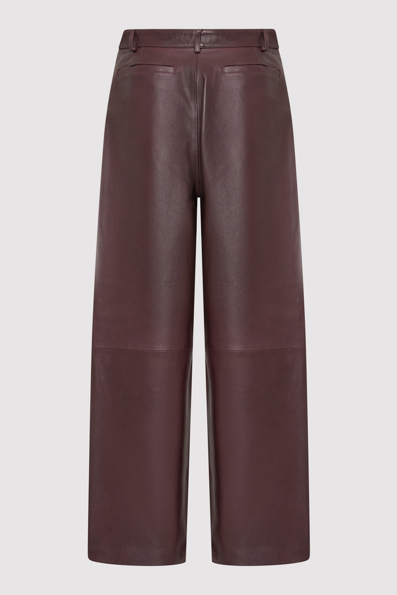 Leather Balloon Pants - Bordeaux - 10