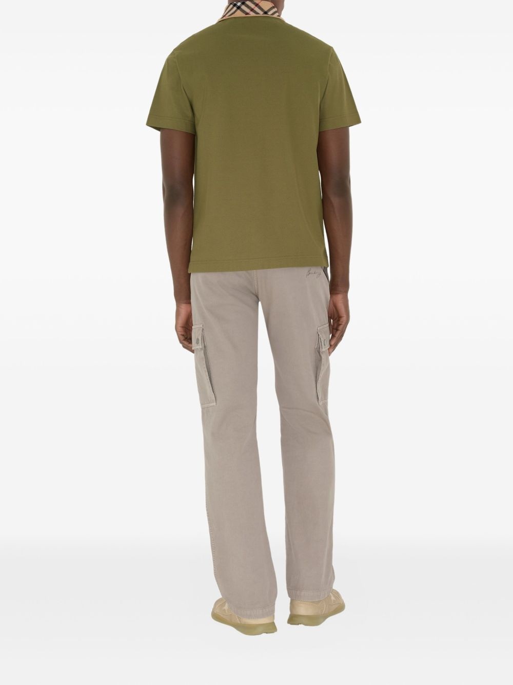 check-collar cotton polo shirt - 4