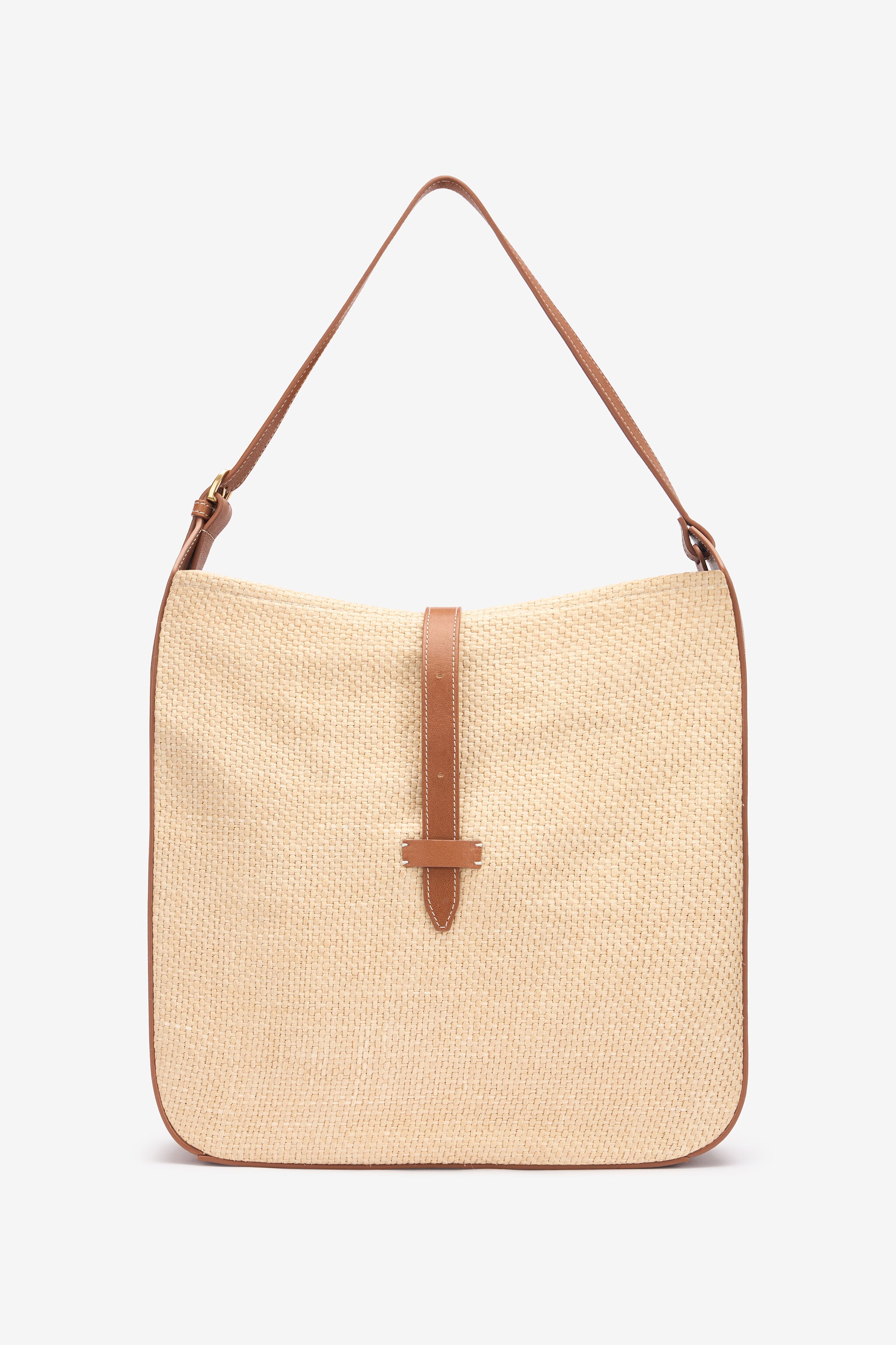 Large Raffia-Effect Shoulder Bag - 1