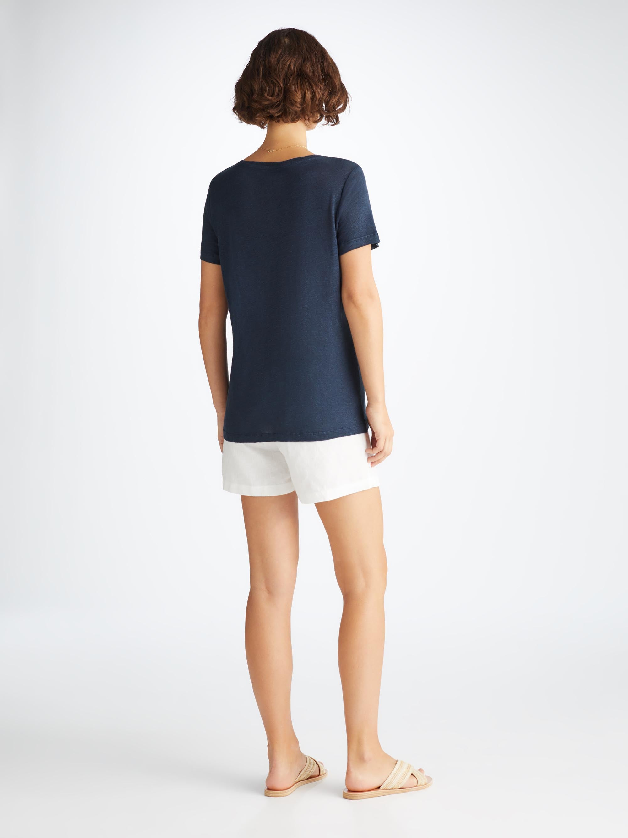 Women's V-Neck T-Shirt Jordan Linen Navy - 5